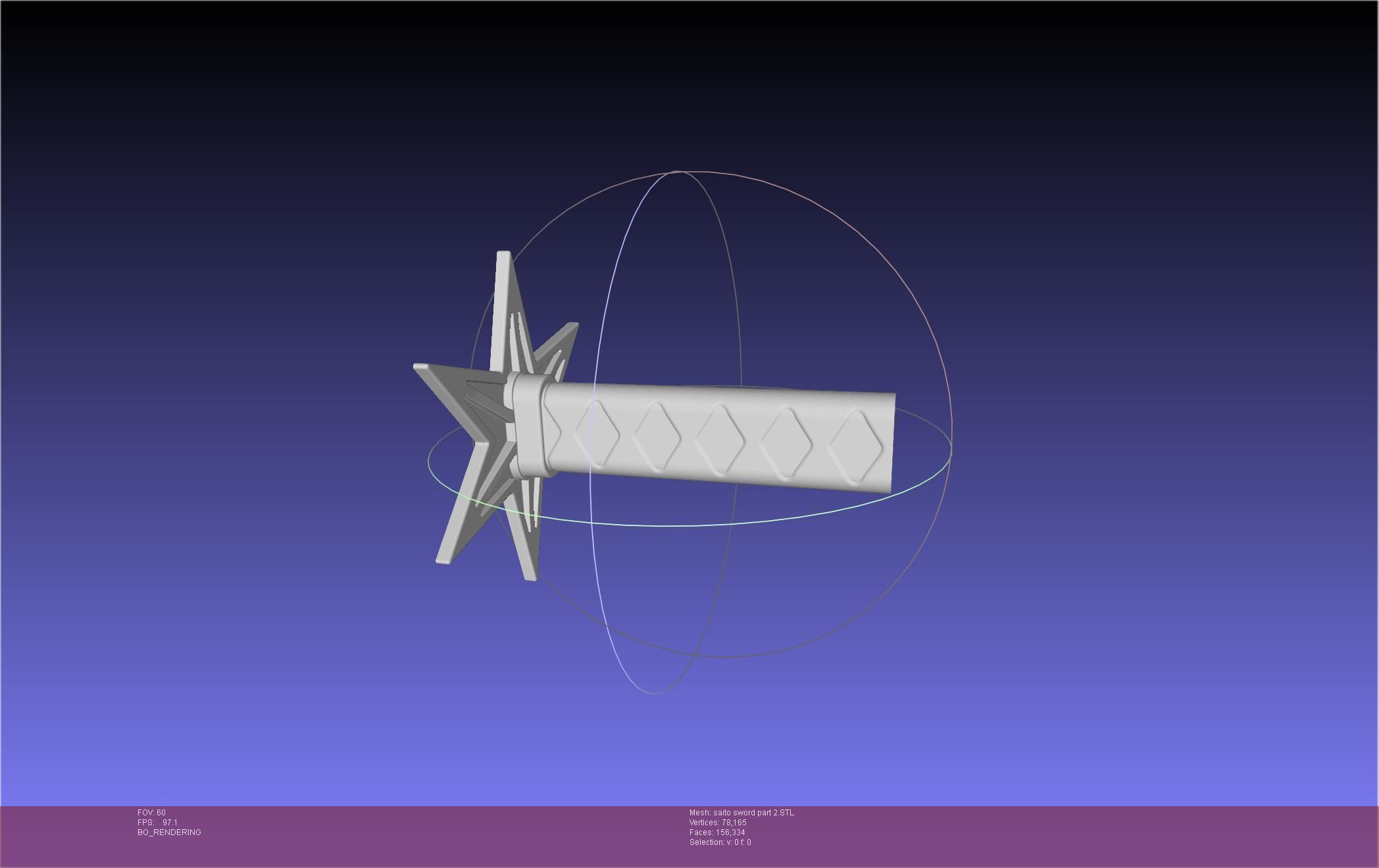 Bleach Saitou Furoufushi Sword And Scabbard 3D print model_49