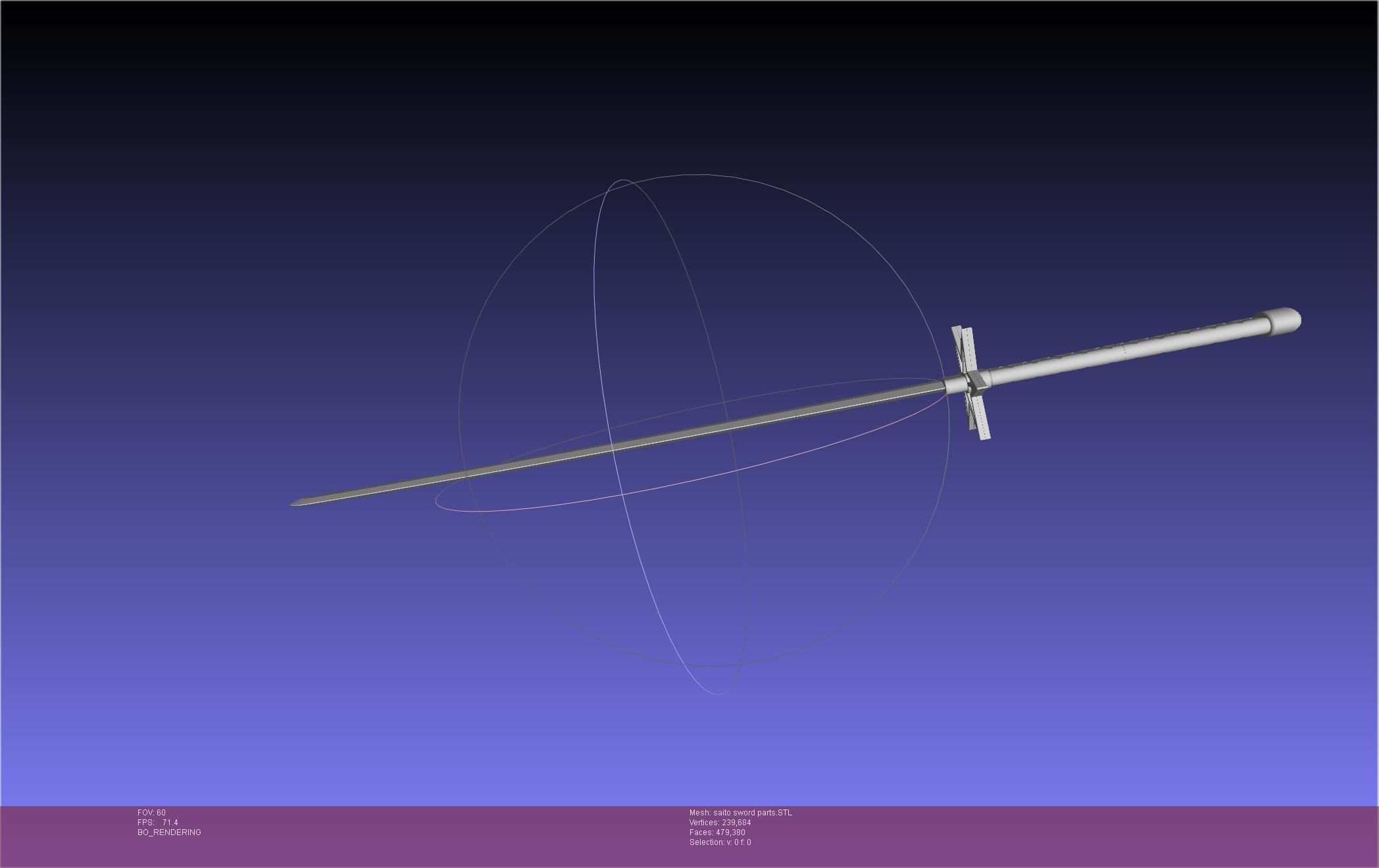 Bleach Saitou Furoufushi Sword And Scabbard 3D print model_32