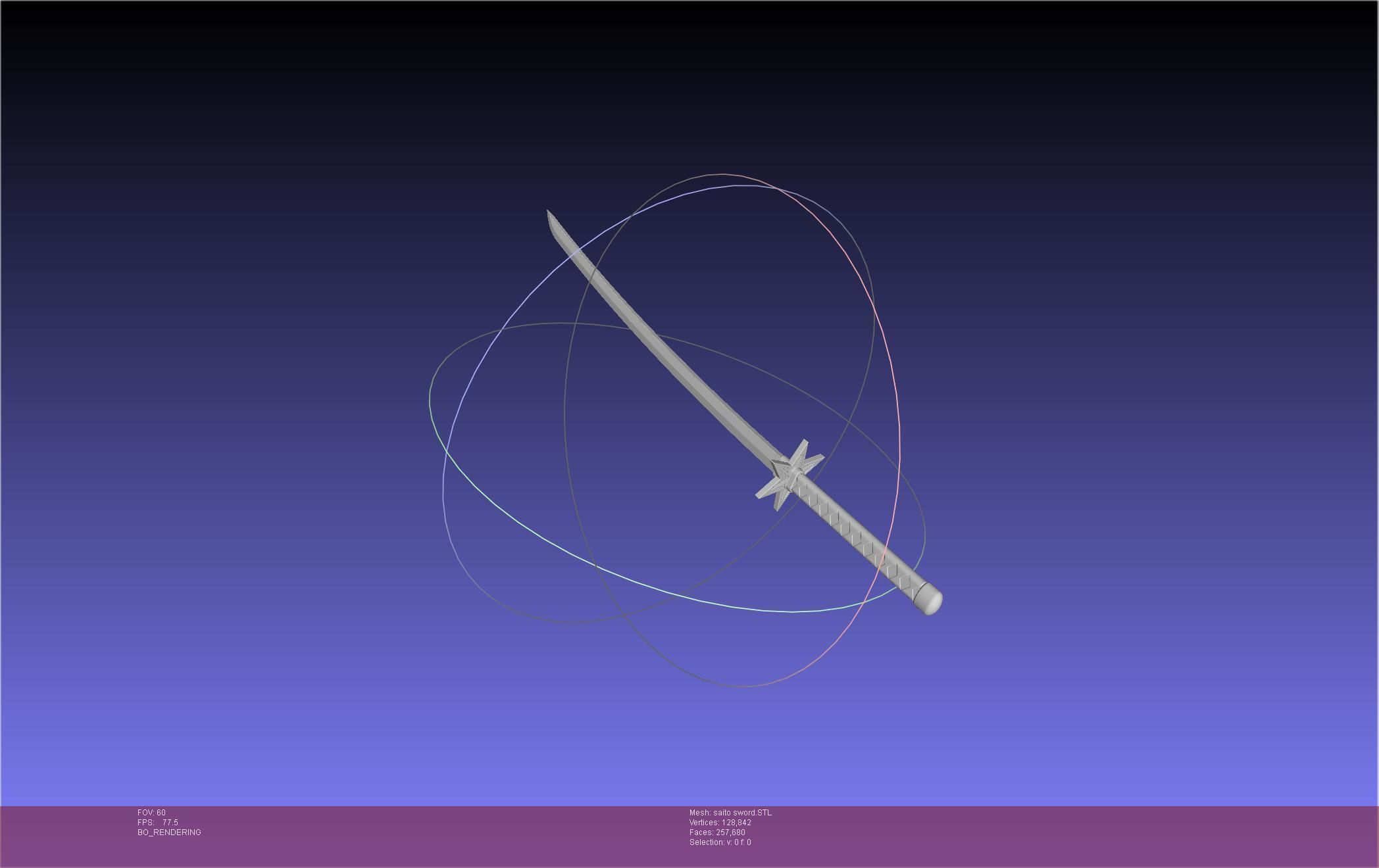 Bleach Saitou Furoufushi Sword And Scabbard 3D print model_11