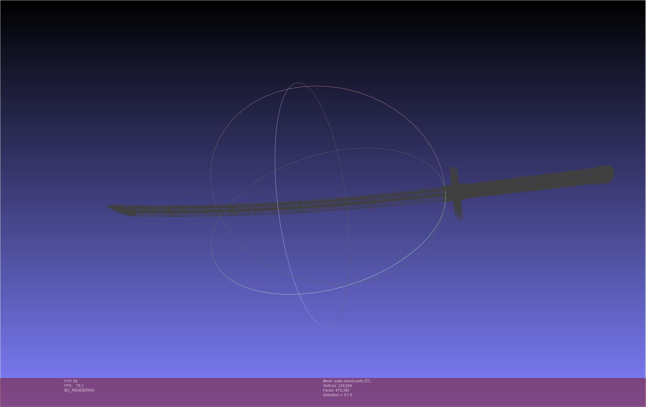 Bleach Saitou Furoufushi Sword And Scabbard 3D print model_36