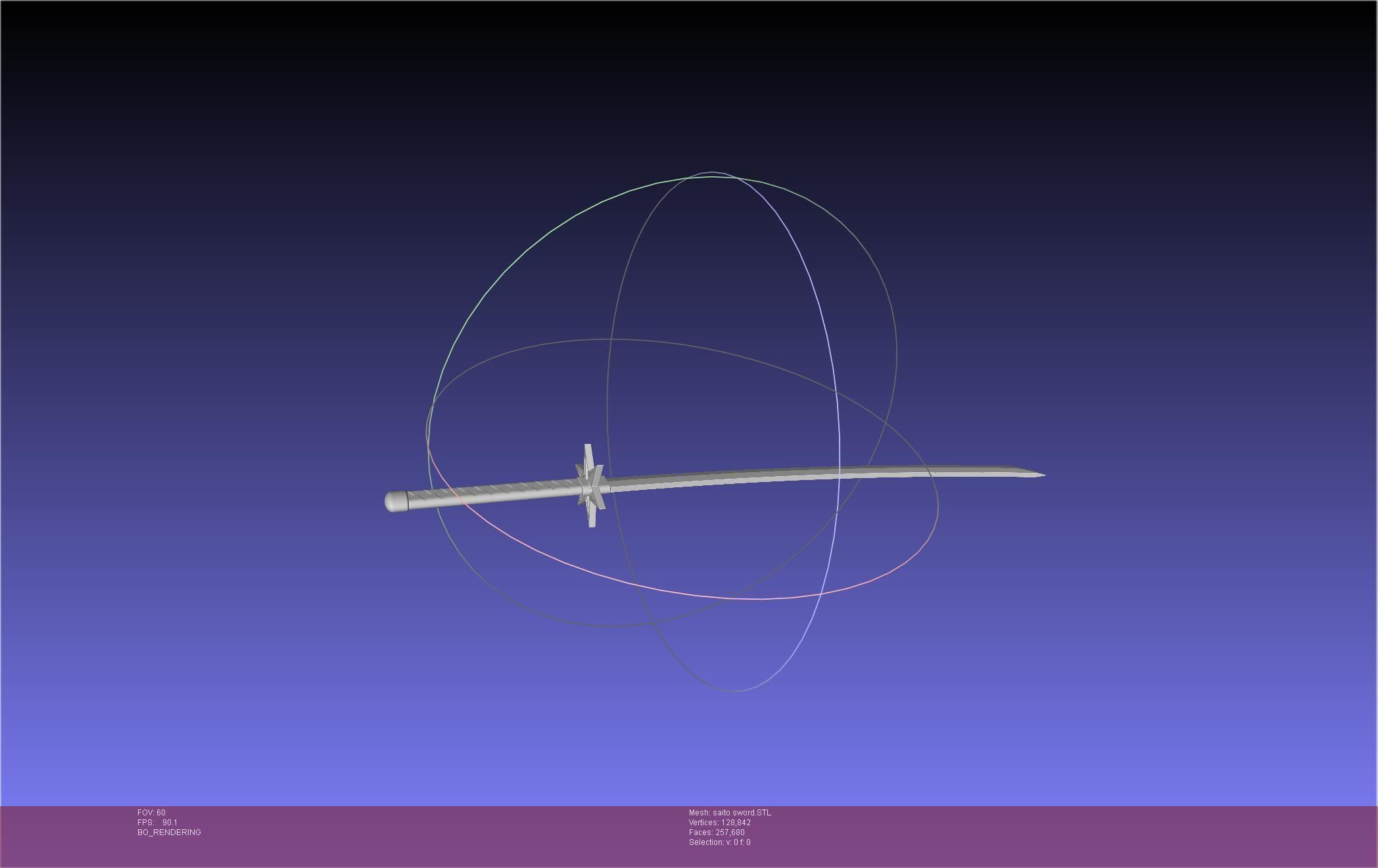 Bleach Saitou Furoufushi Sword And Scabbard 3D print model_6