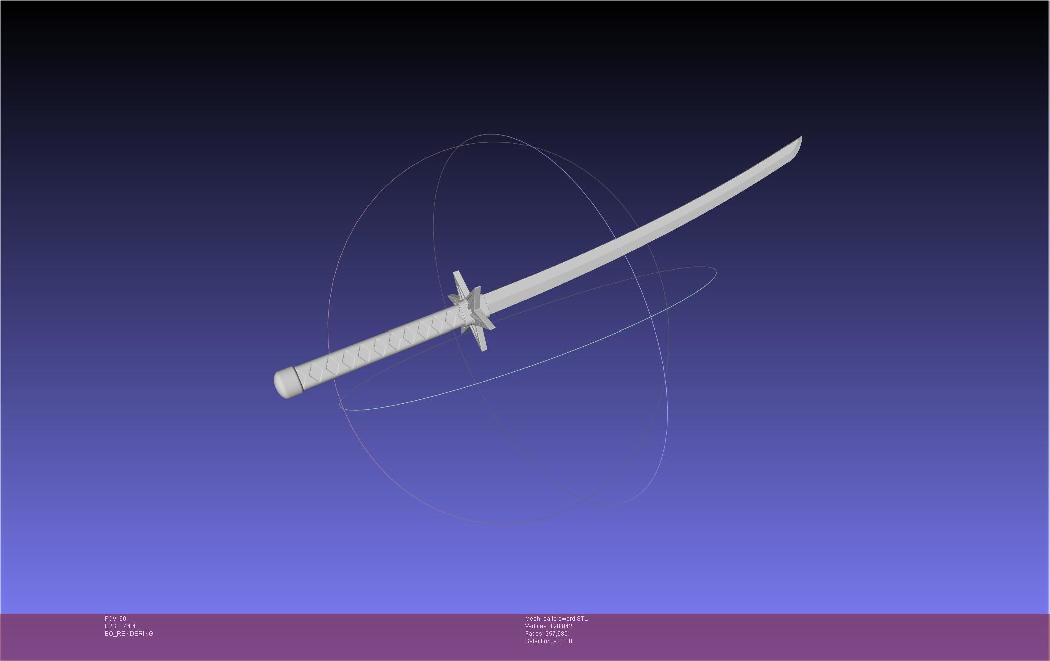 Bleach Saitou Furoufushi Sword And Scabbard 3D print model_1