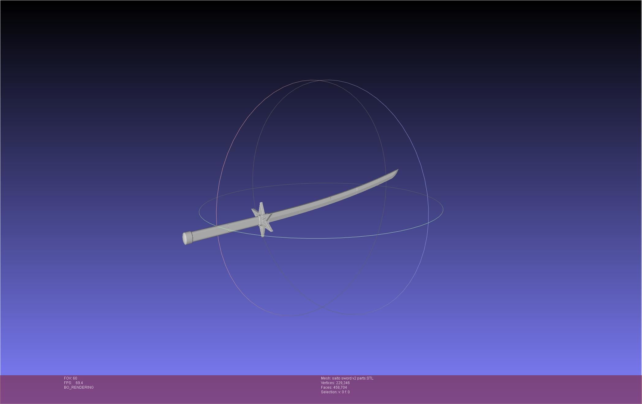 Bleach Saitou Furoufushi Sword And Scabbard 3D print model_118