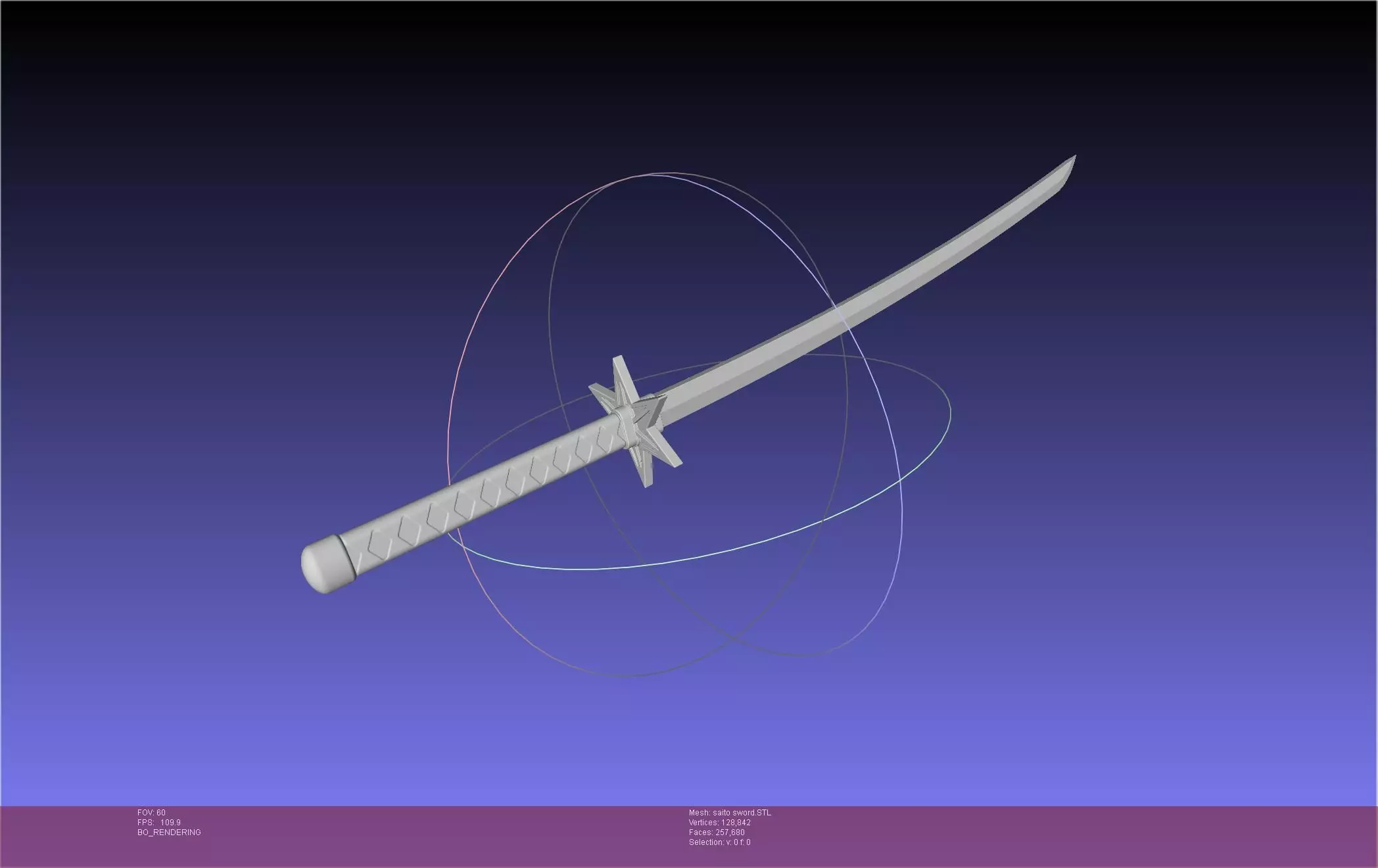 Bleach Saitou Furoufushi Sword And Scabbard 3D print model_0