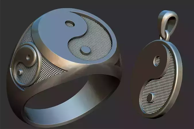 Yin Yang Ring and Pendant 3D print model