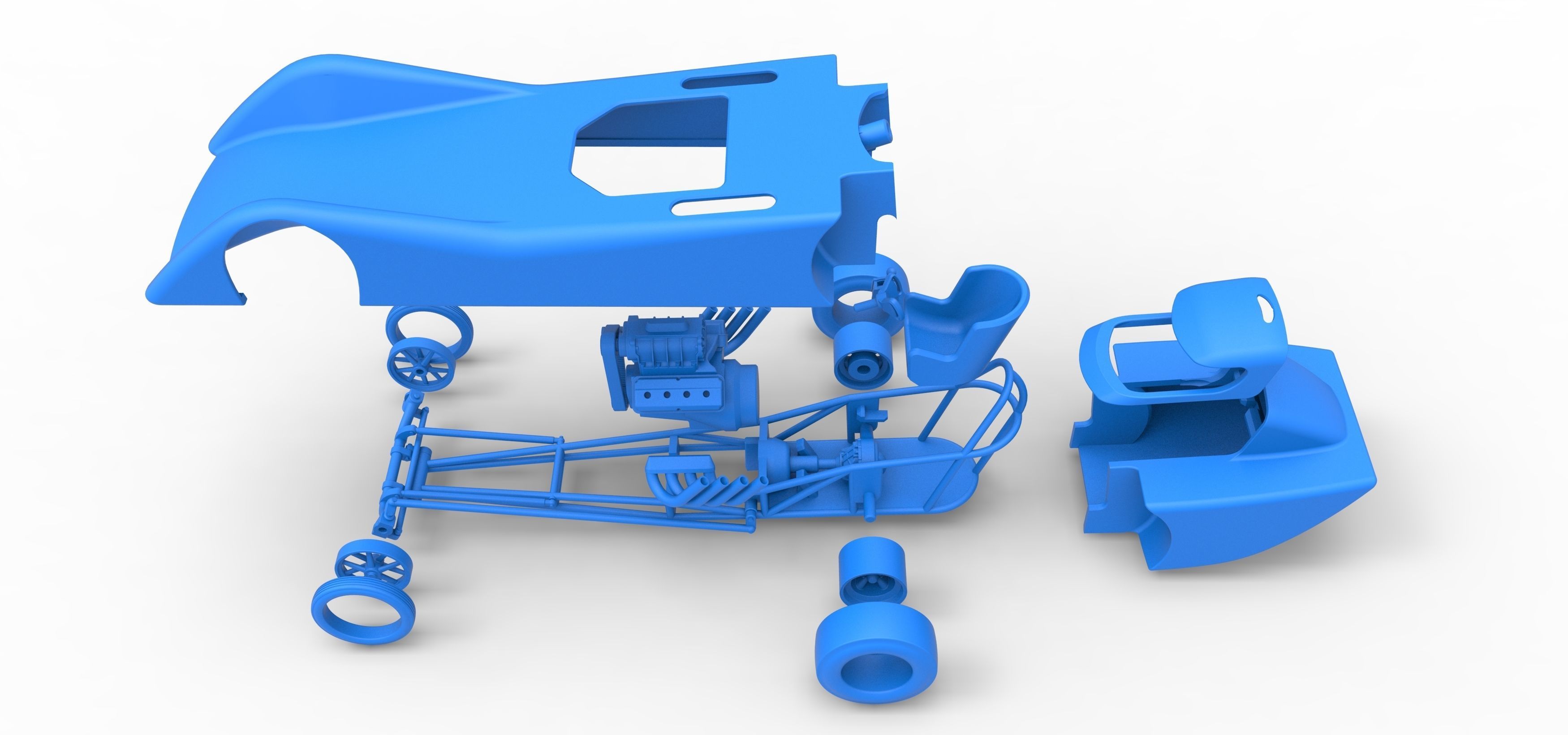 Front engine old school dragster with shell V6 Scale 1 to 25 3D print model_36