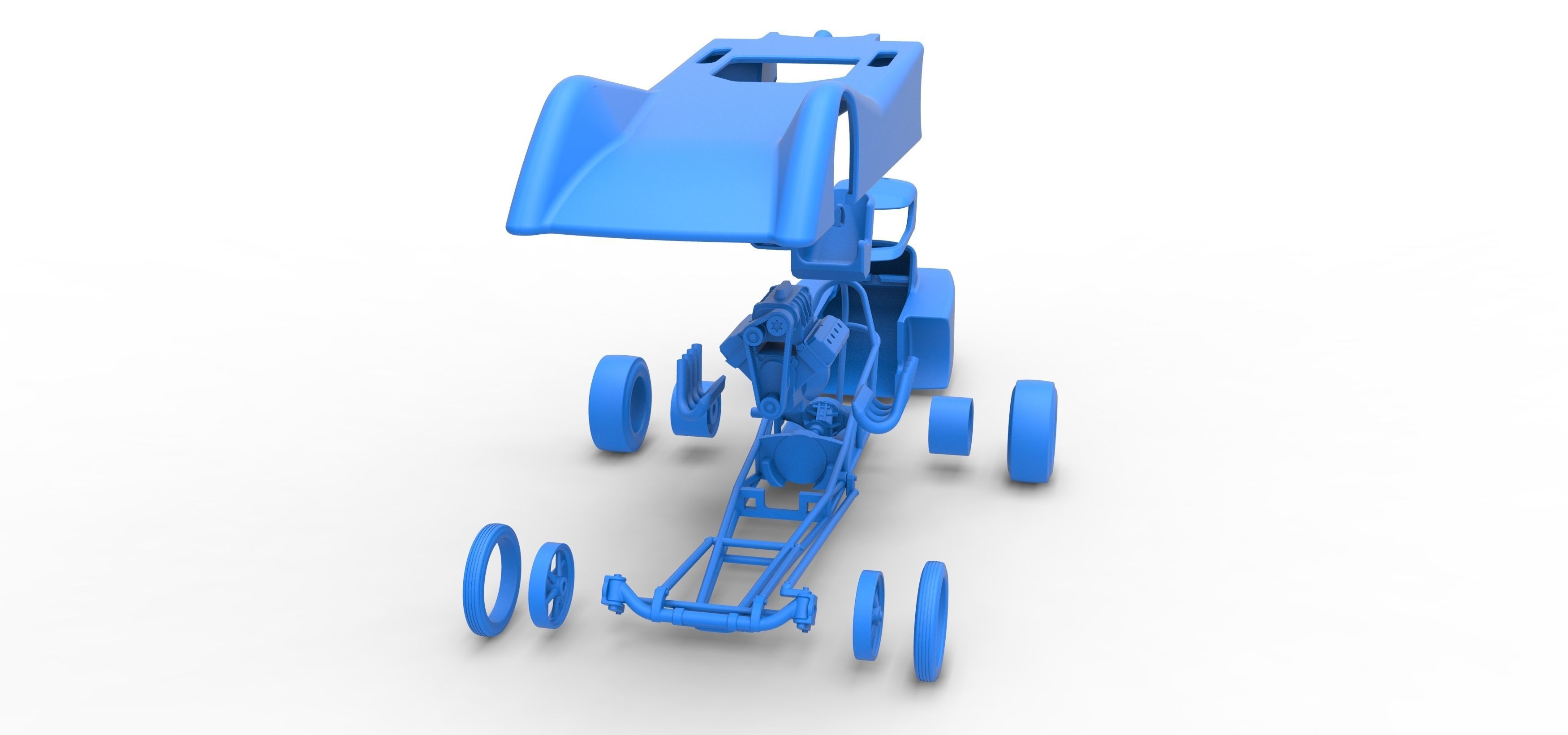 Front engine old school dragster with shell V6 Scale 1 to 25 3D print model_34