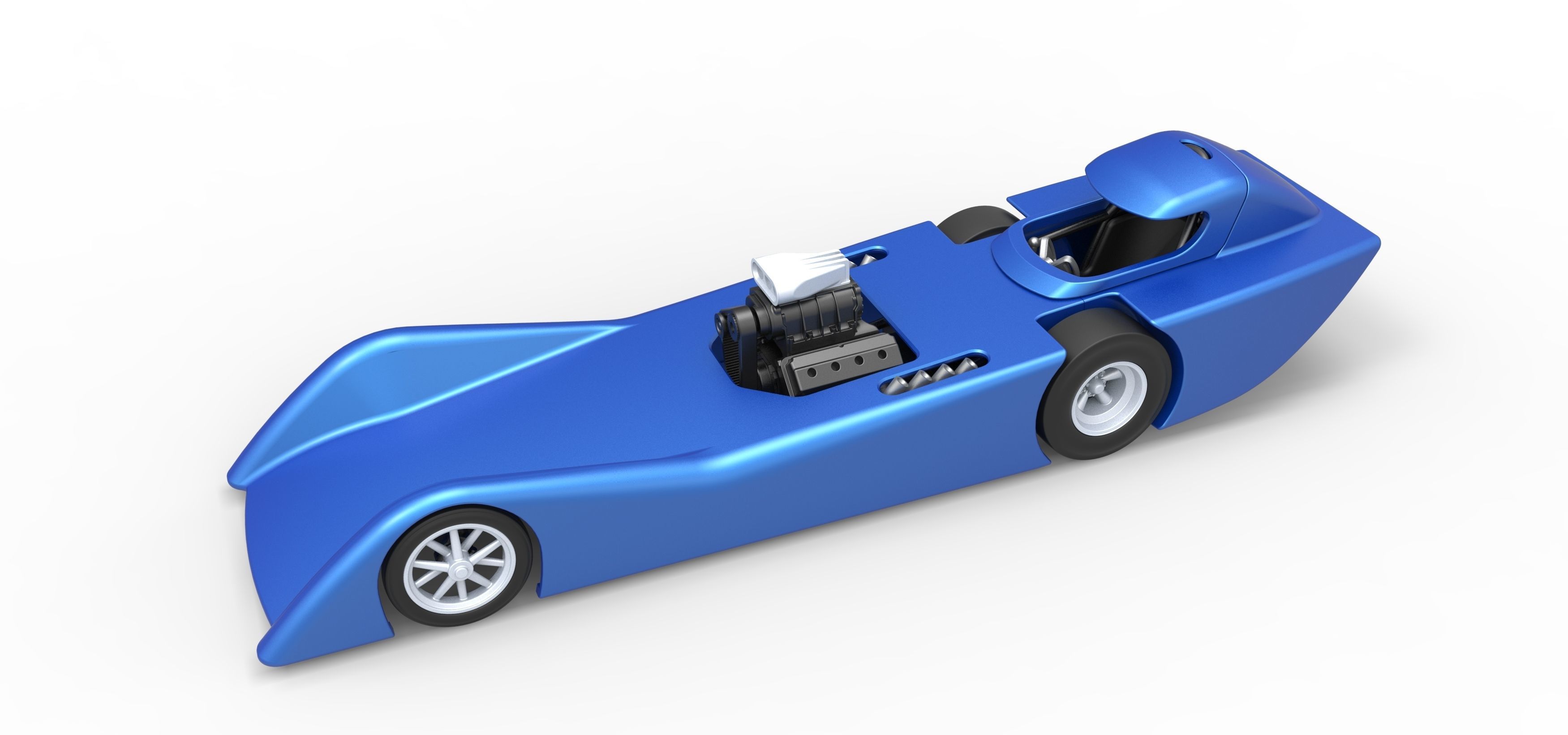 Front engine old school dragster with shell V6 Scale 1 to 25 3D print model_2
