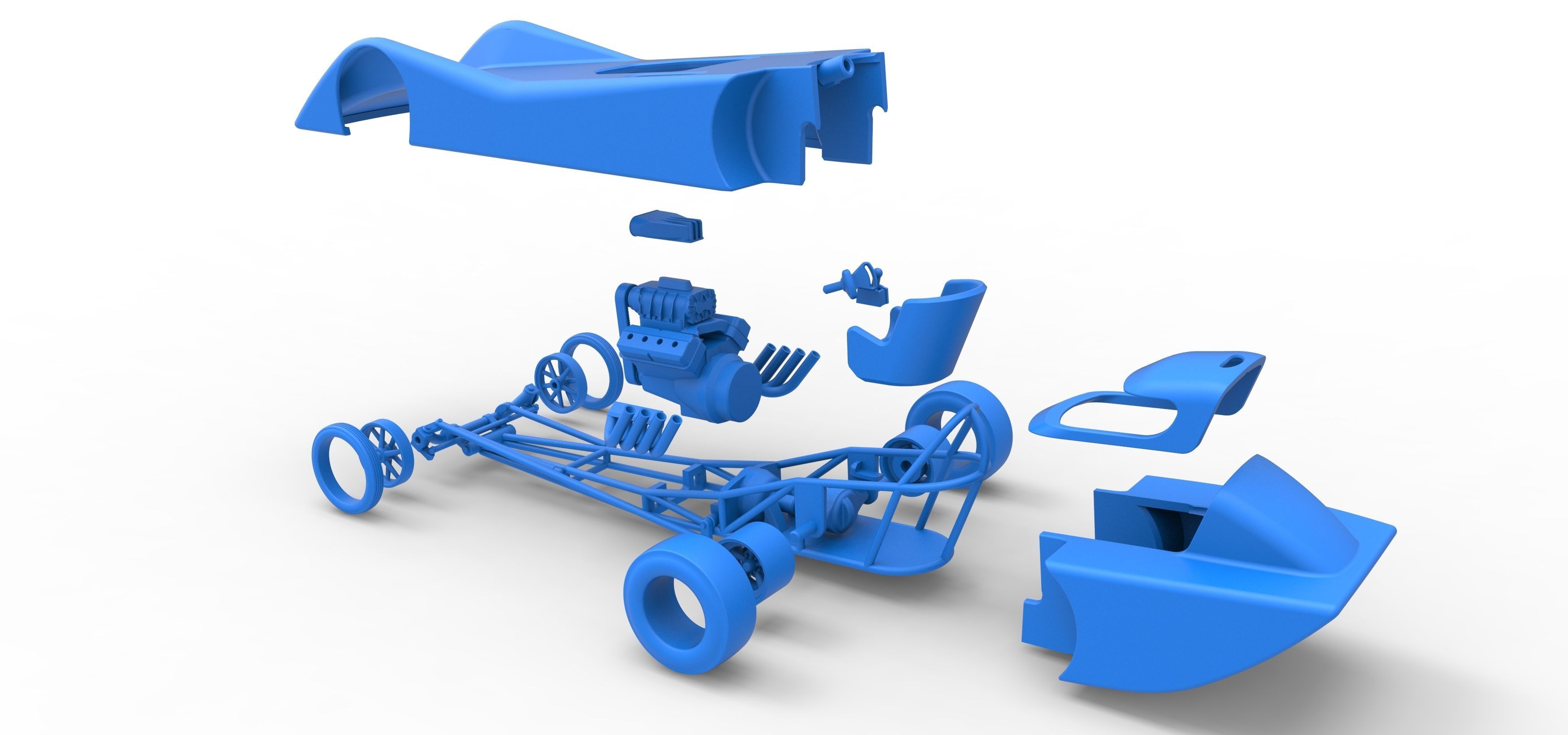 Front engine old school dragster with shell V6 Scale 1 to 25 3D print model_37