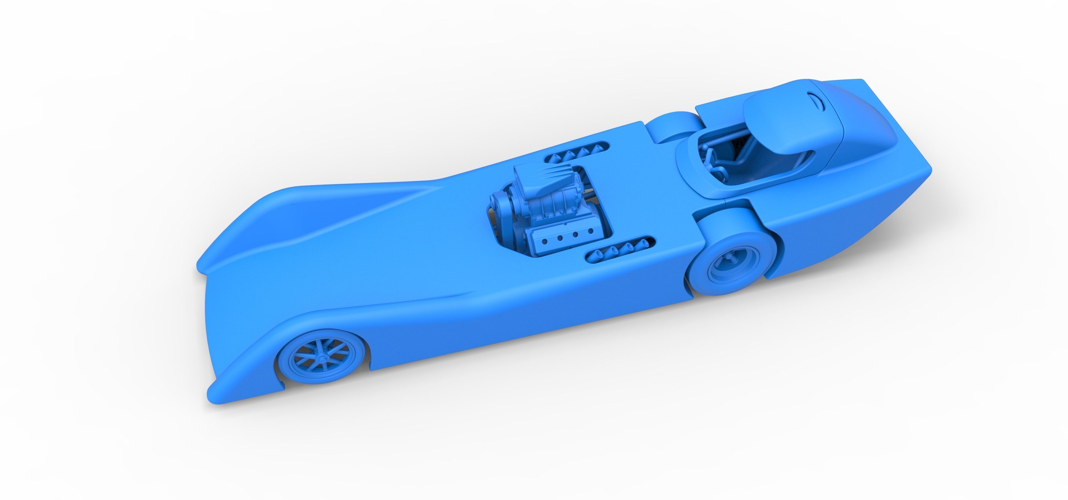 Front engine old school dragster with shell V6 Scale 1 to 25 3D print model_17