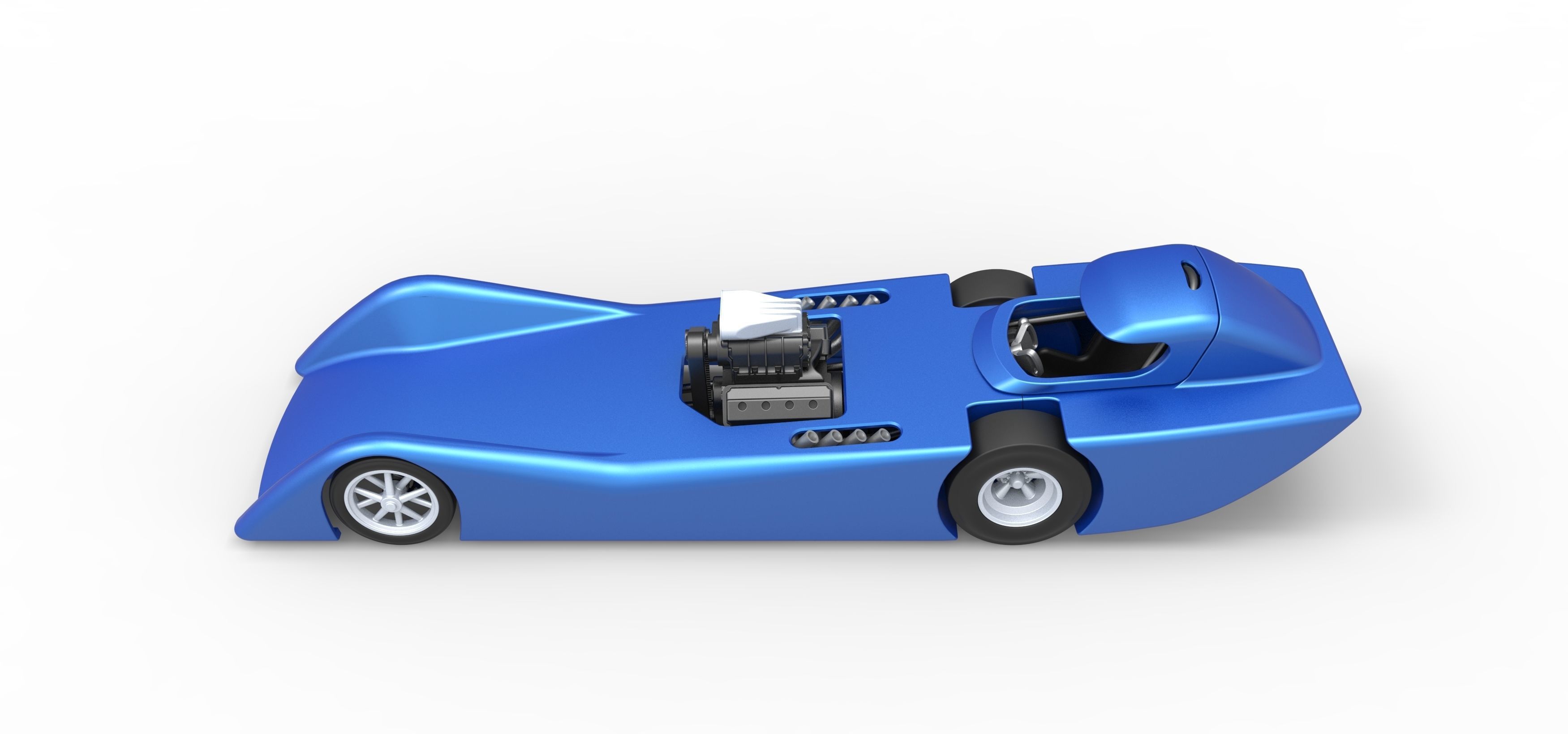 Front engine old school dragster with shell V6 Scale 1 to 25 3D print model_10