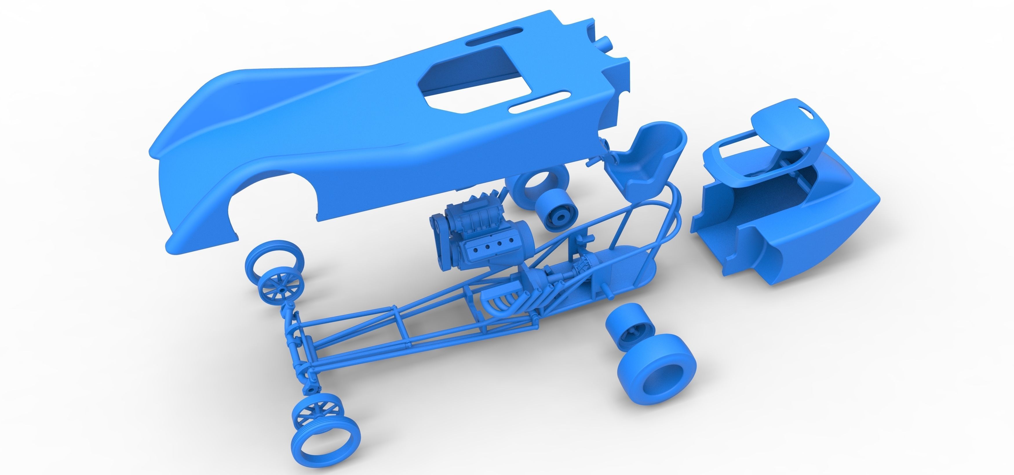 Front engine old school dragster with shell V6 Scale 1 to 25 3D print model_32