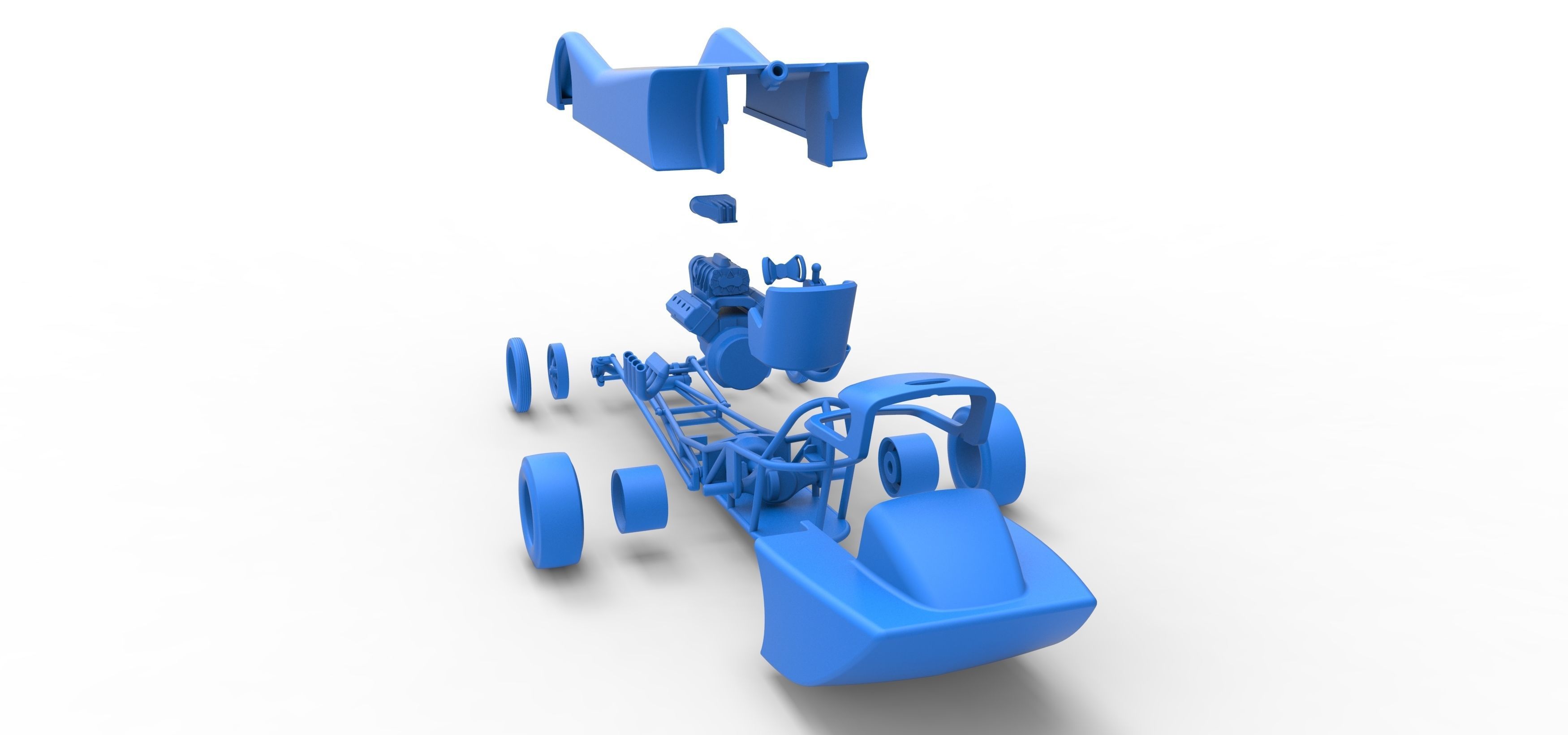 Front engine old school dragster with shell V6 Scale 1 to 25 3D print model_38