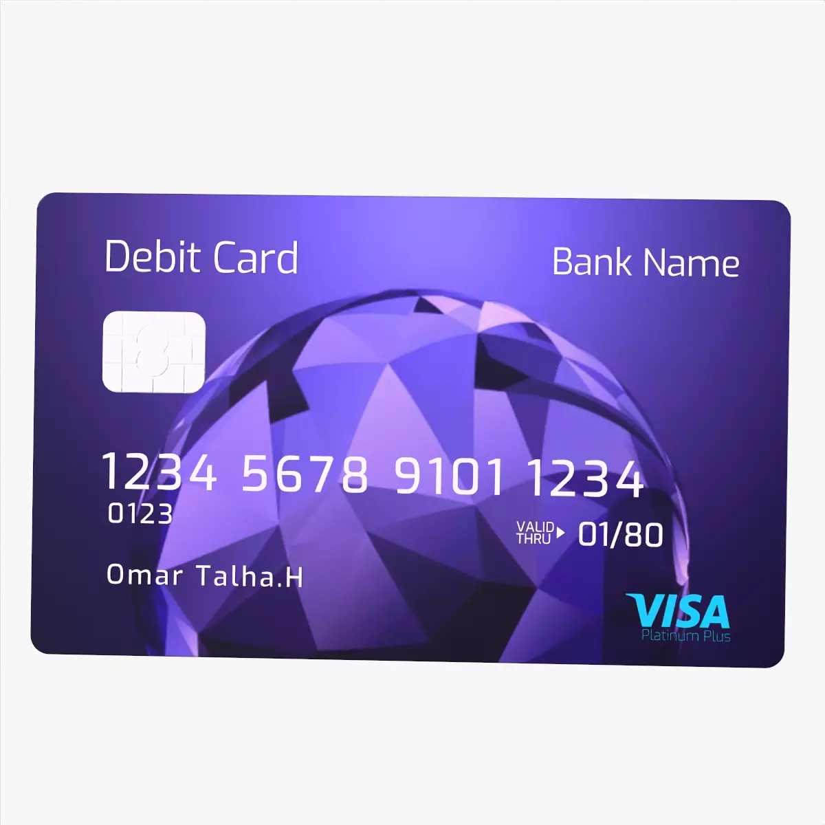Credit Card Low-poly 3D model_0