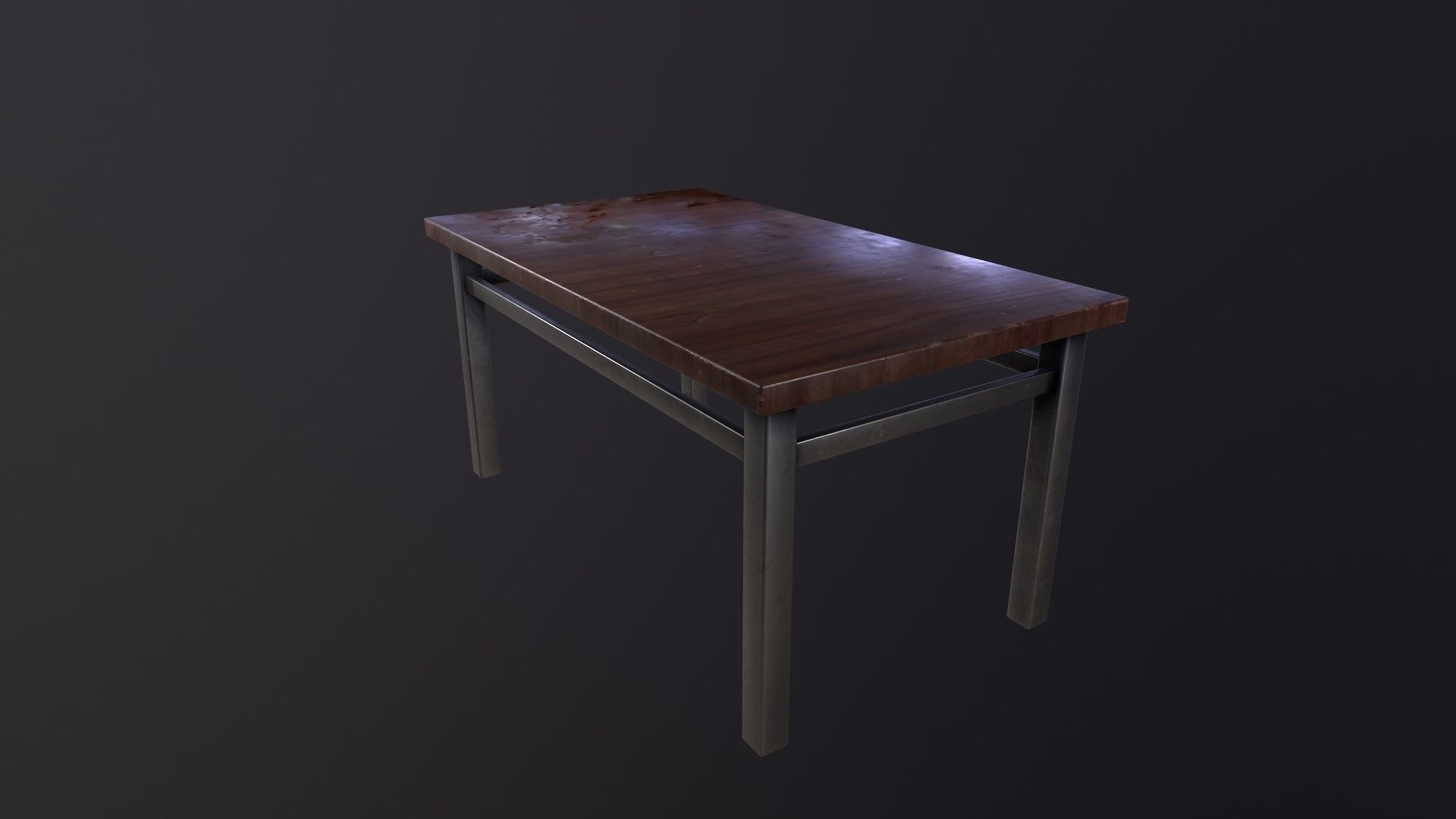 Basic Wooden Desk Table 3D Model Low-poly 3D model_2