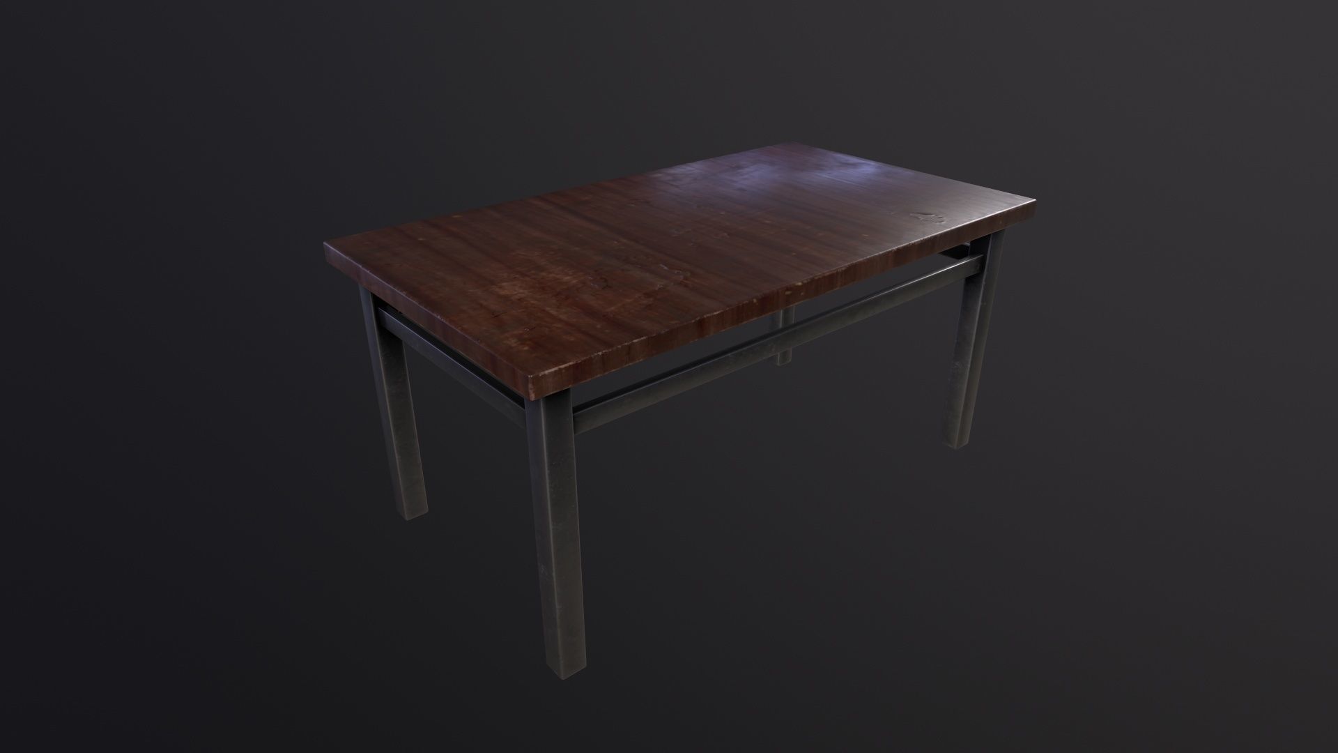 Basic Wooden Desk Table 3D Model Low-poly 3D model_4