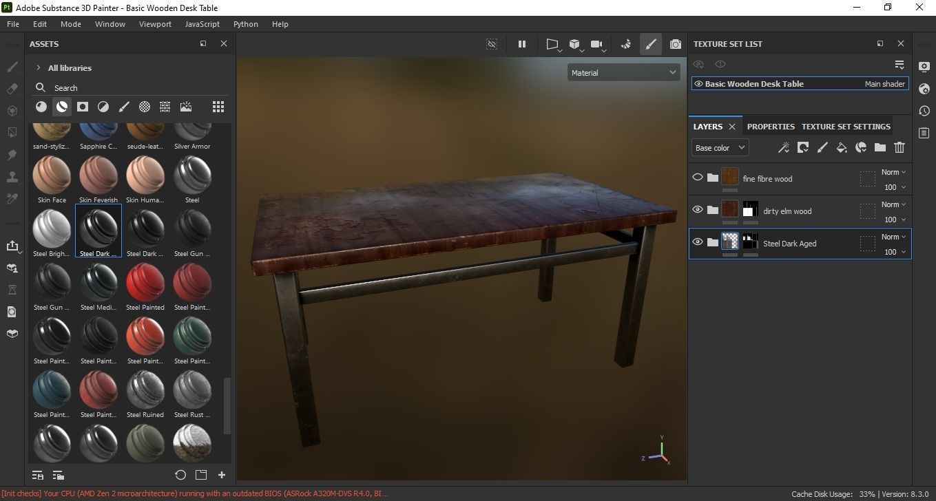 Basic Wooden Desk Table 3D Model Low-poly 3D model_6