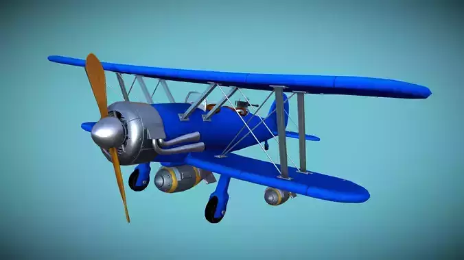 Stylized Biplane Low-poly 3D model