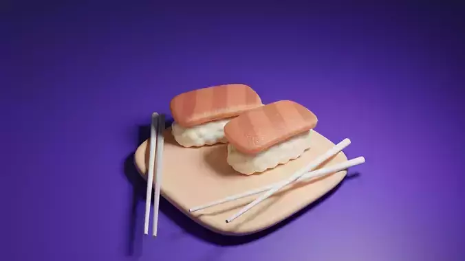 Sushi on the tray 3D model