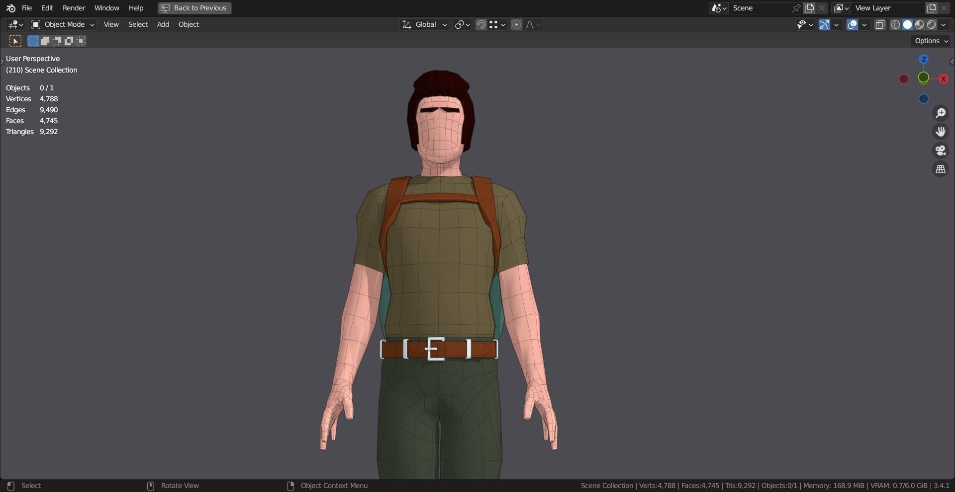 HIKER MAN BASE MESH MODEL Free low-poly 3D model_18