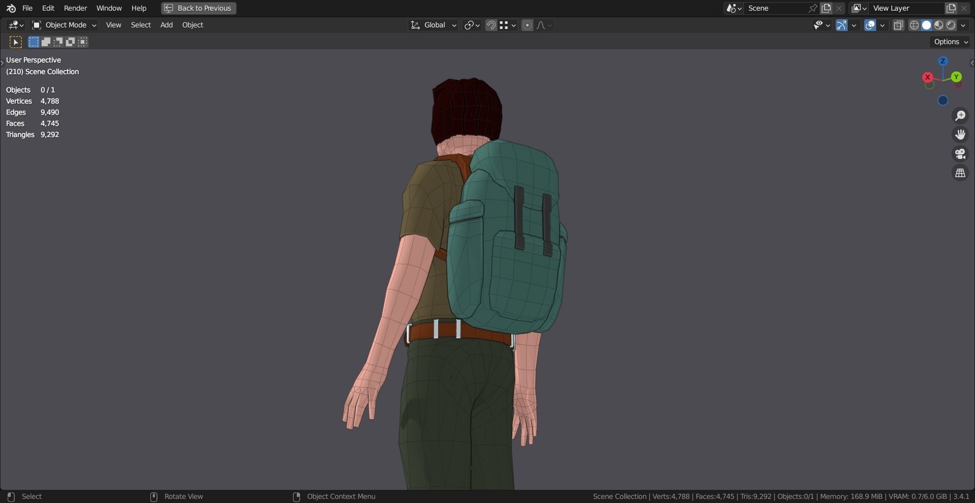 HIKER MAN BASE MESH MODEL Free low-poly 3D model_6