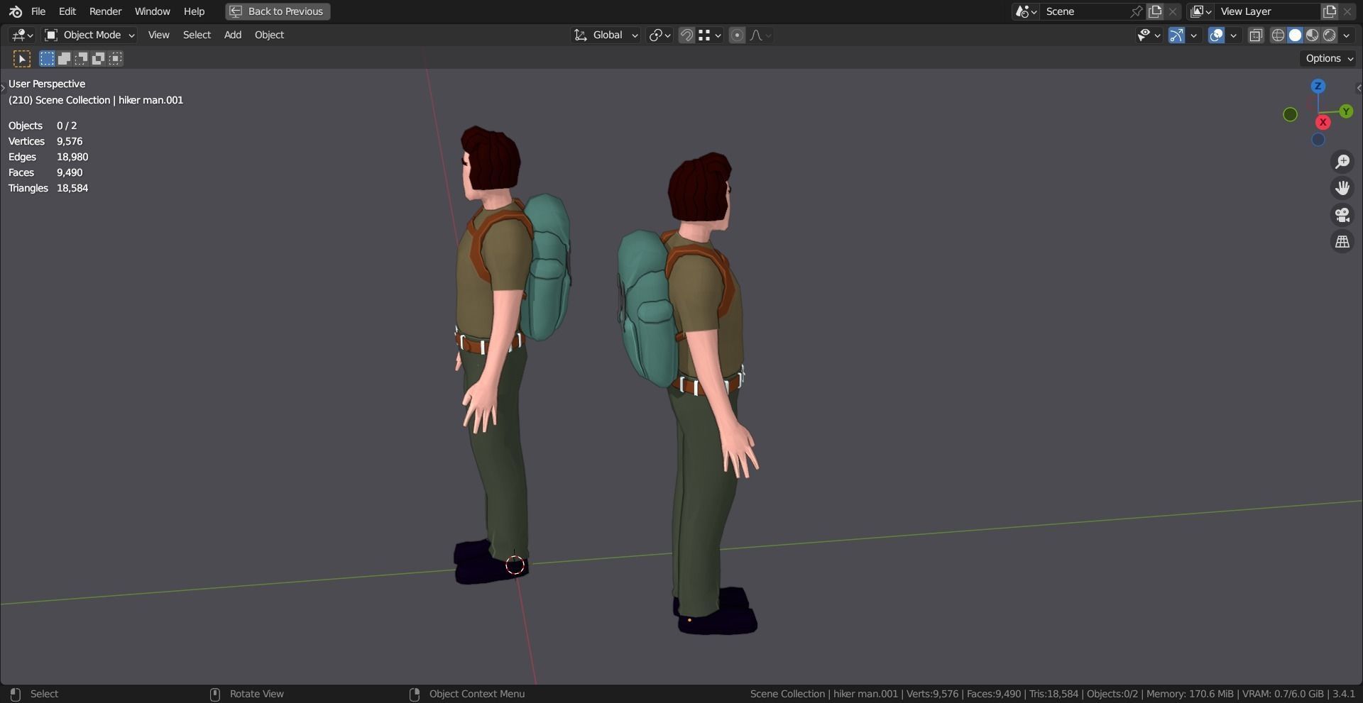 HIKER MAN BASE MESH MODEL Free low-poly 3D model_15