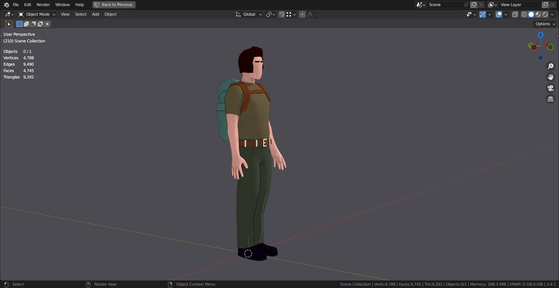 HIKER MAN BASE MESH MODEL Free low-poly 3D model_13