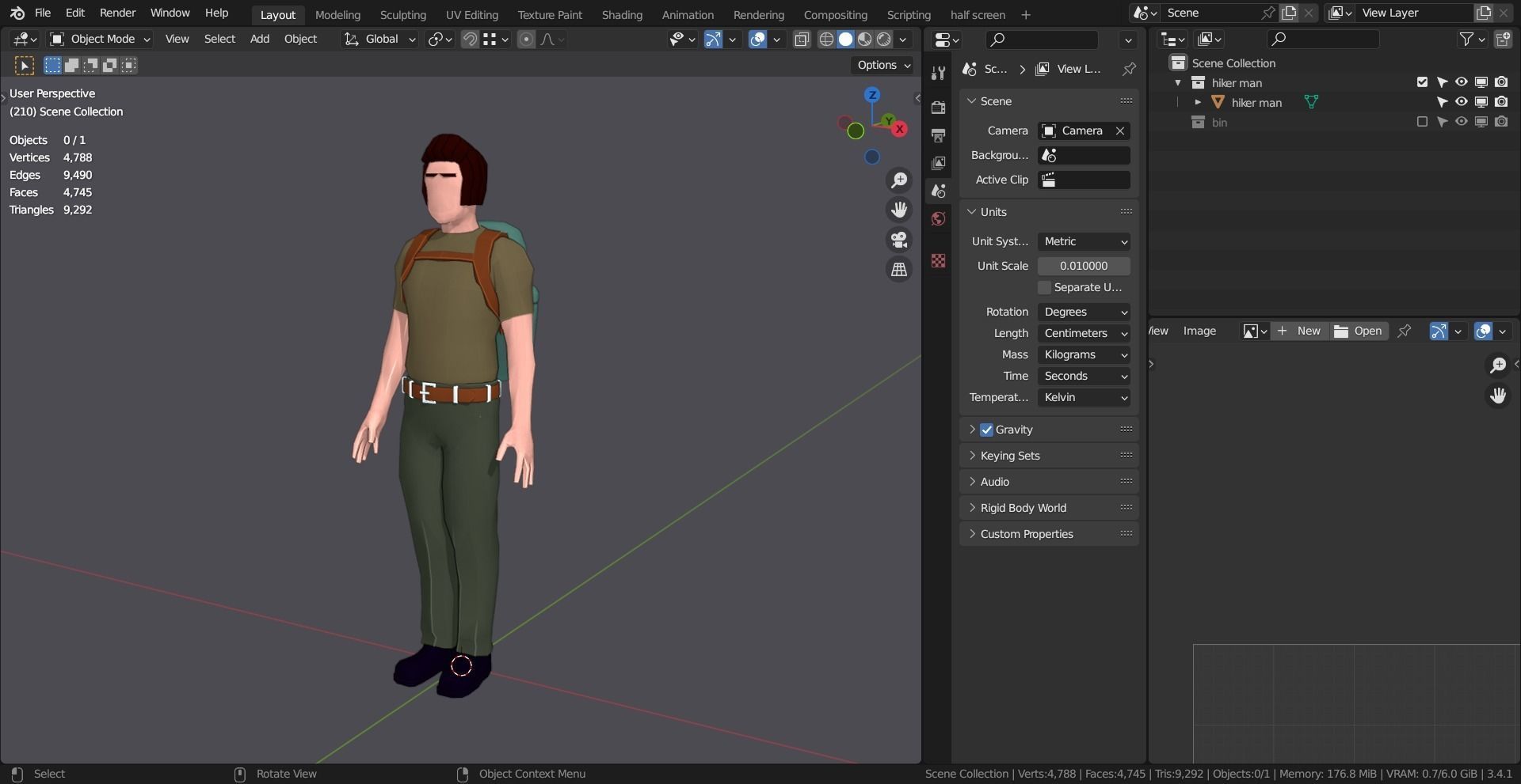 HIKER MAN BASE MESH MODEL Free low-poly 3D model_5