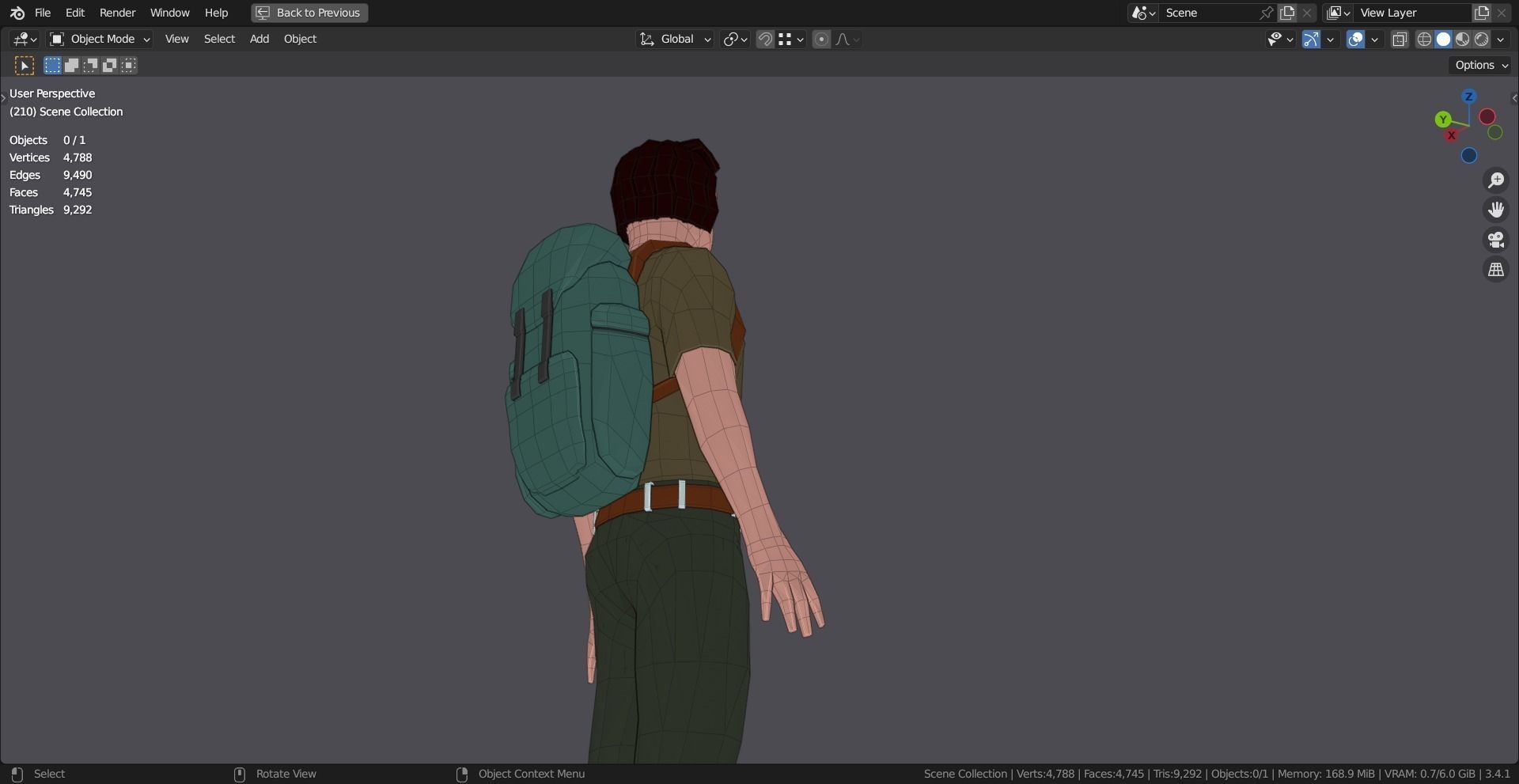 HIKER MAN BASE MESH MODEL Free low-poly 3D model_7