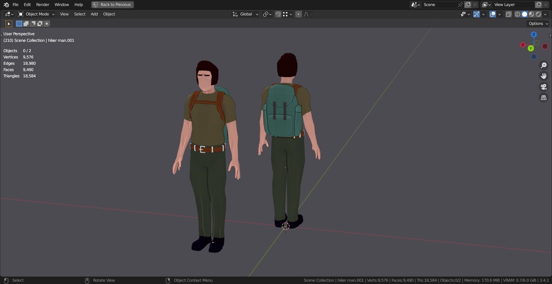 HIKER MAN BASE MESH MODEL Free low-poly 3D model_16