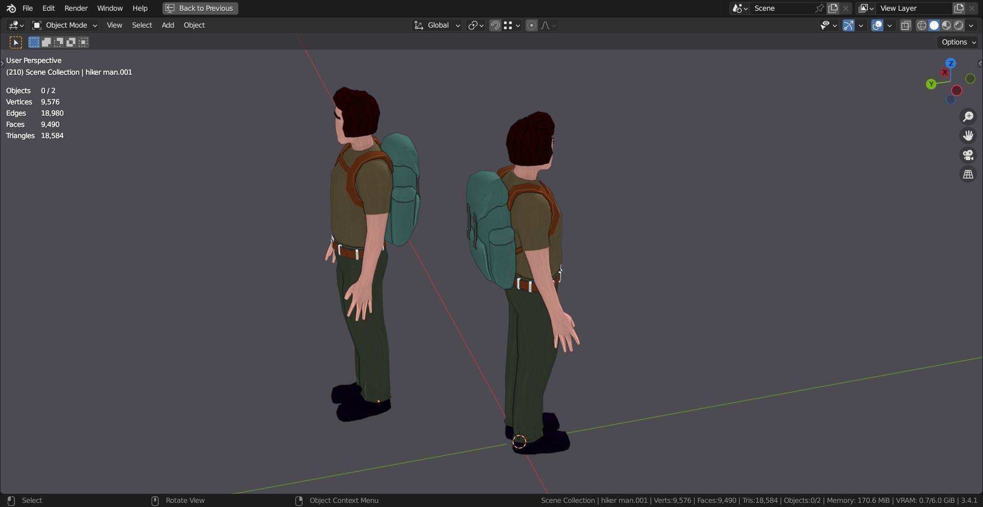 HIKER MAN BASE MESH MODEL Free low-poly 3D model_17