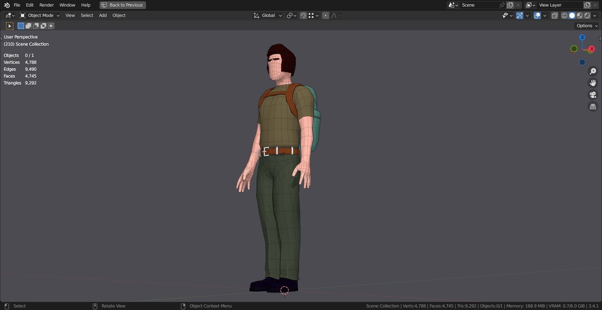 HIKER MAN BASE MESH MODEL Free low-poly 3D model_8
