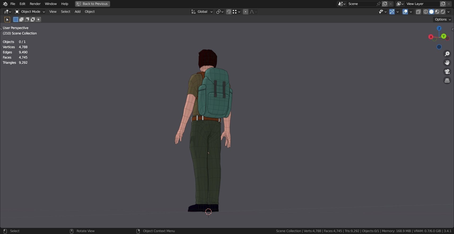 HIKER MAN BASE MESH MODEL Free low-poly 3D model_9