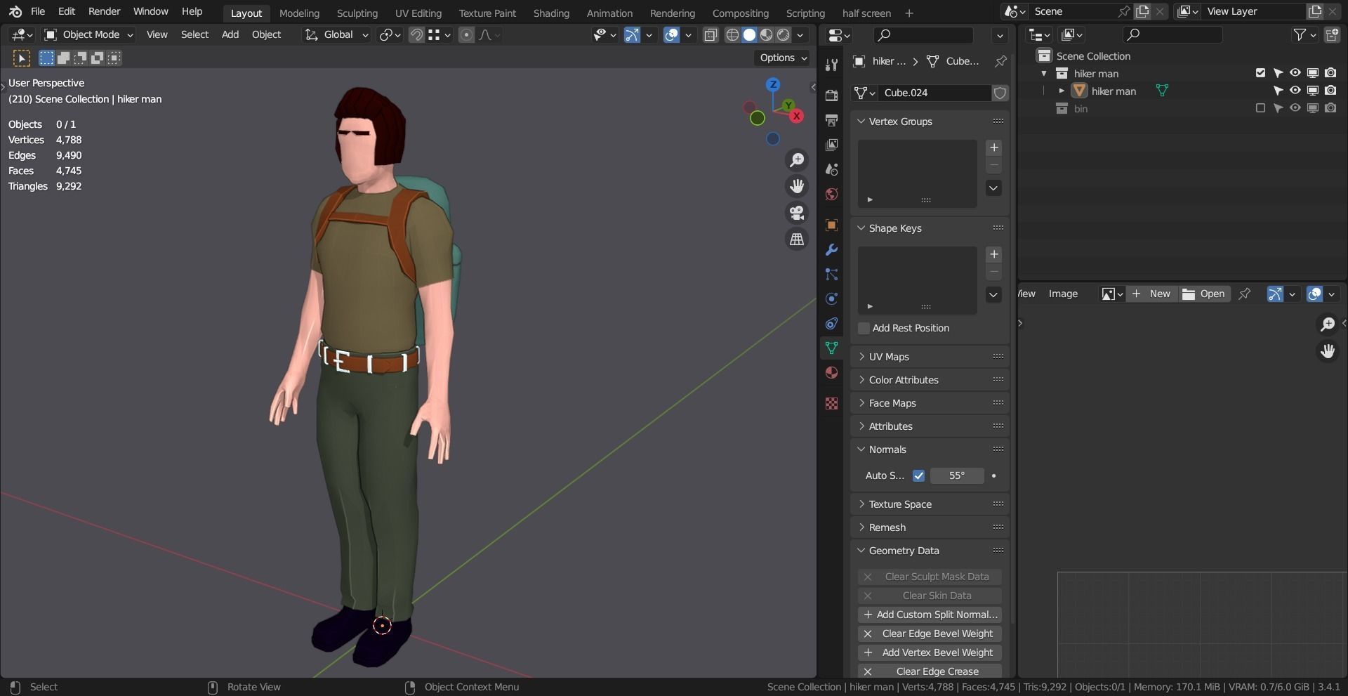 HIKER MAN BASE MESH MODEL Free low-poly 3D model_11