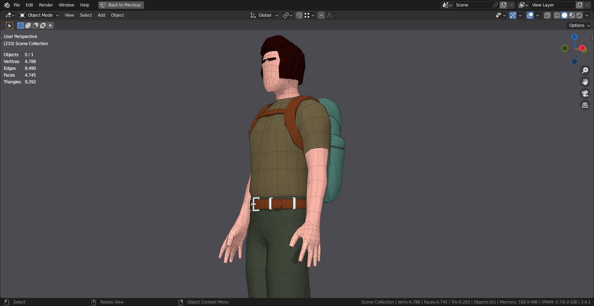 HIKER MAN BASE MESH MODEL Free low-poly 3D model_19