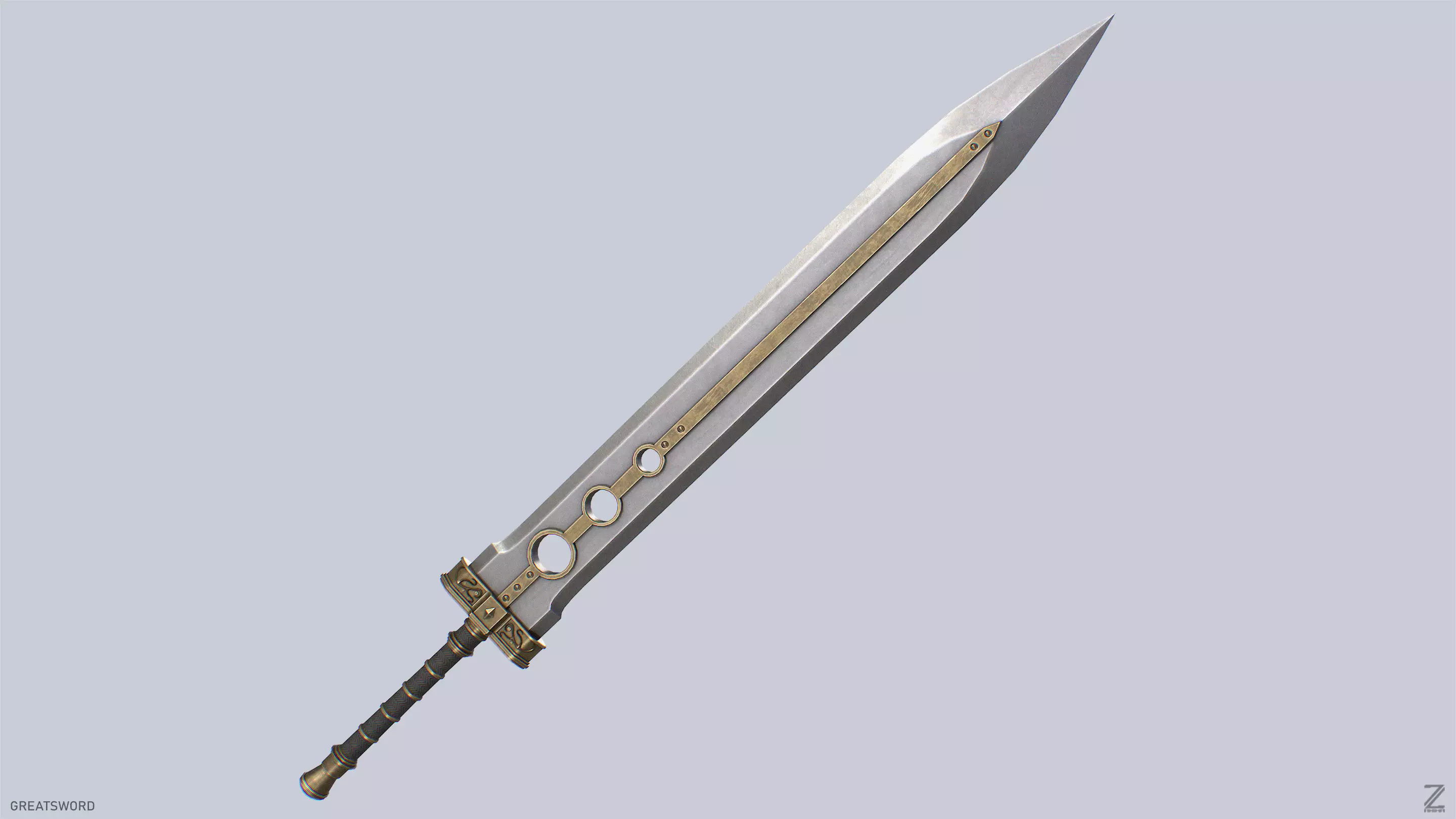 Greatsword Low-poly 3D model_5