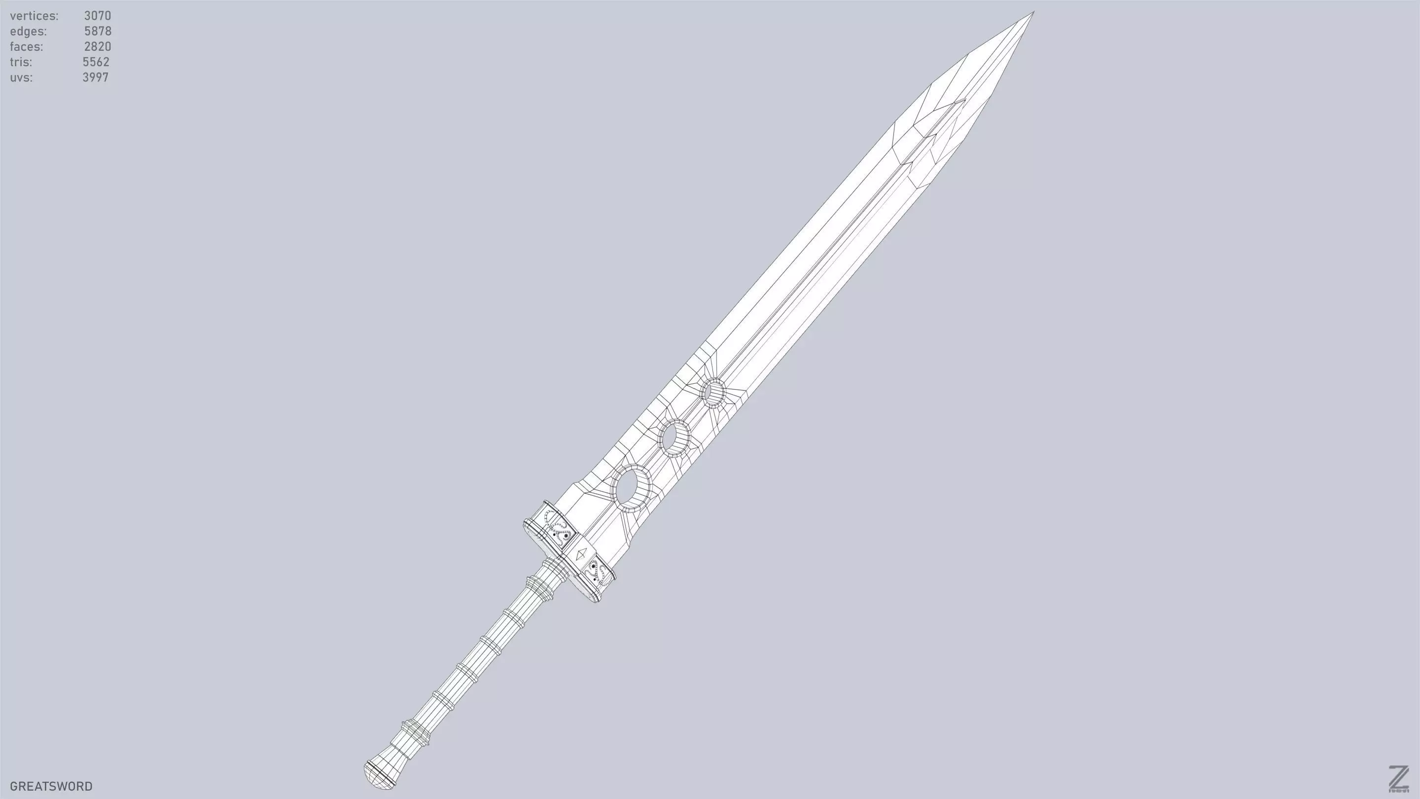 Greatsword Low-poly 3D model_14