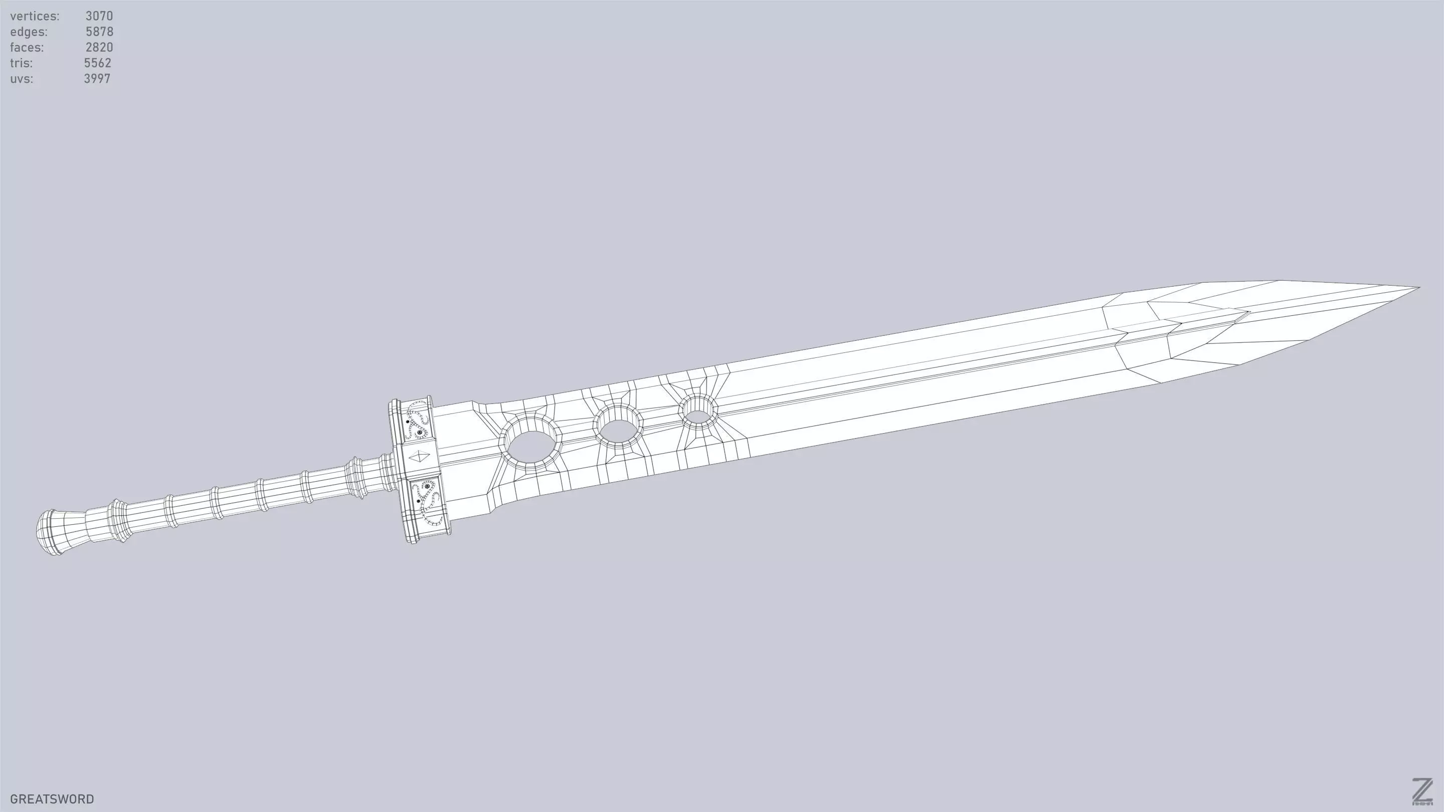 Greatsword Low-poly 3D model_15