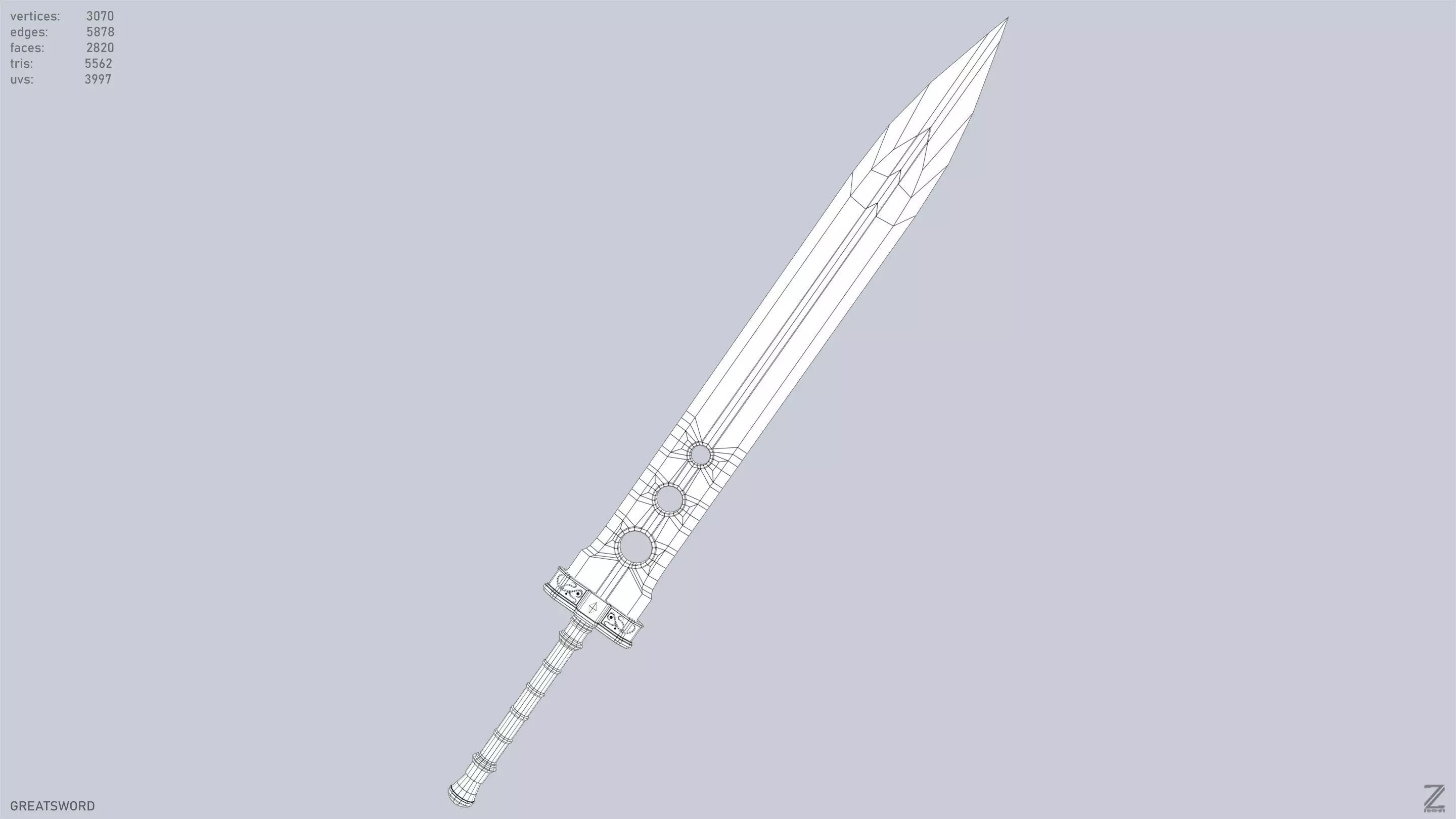 Greatsword Low-poly 3D model_12