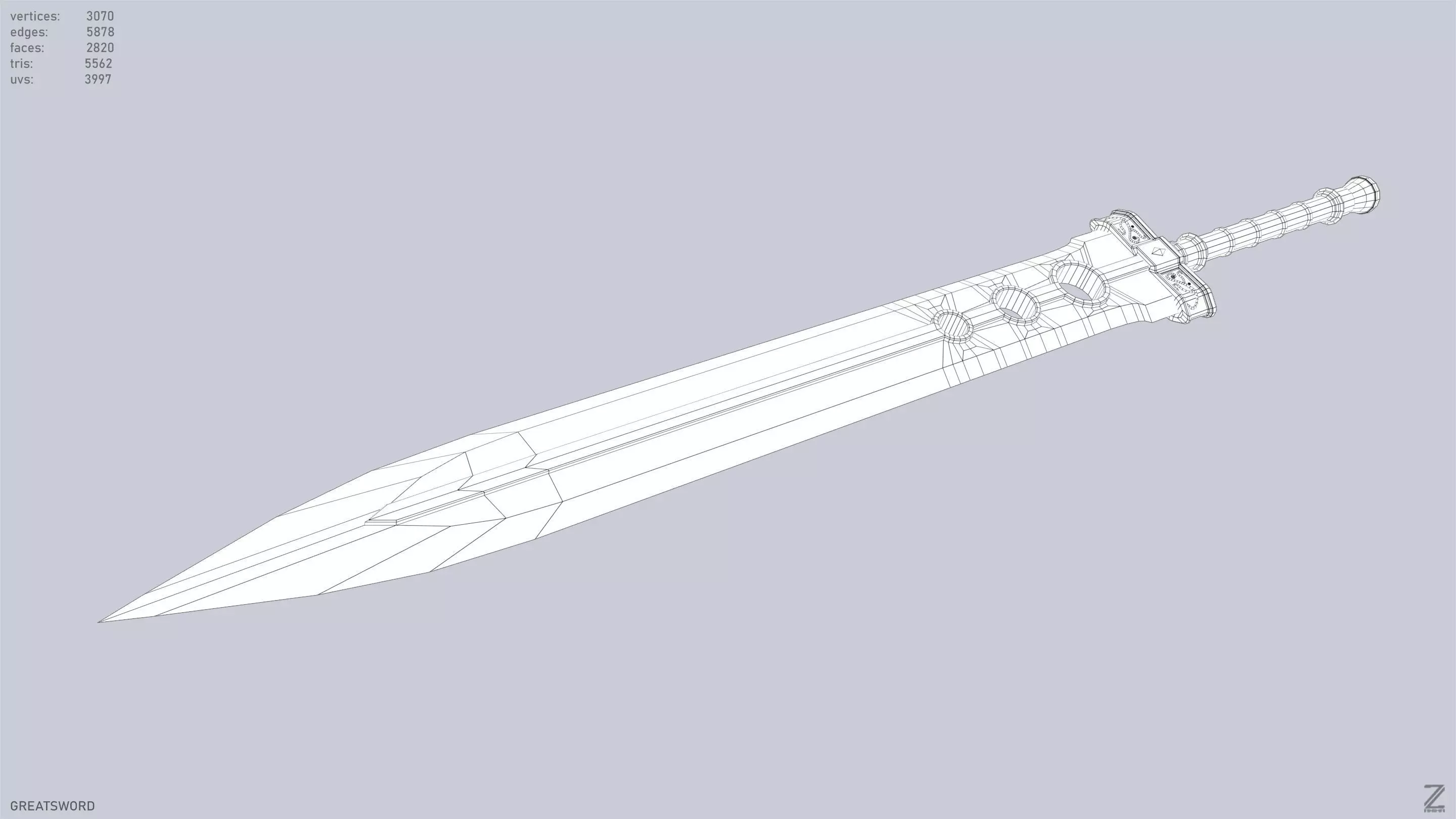 Greatsword Low-poly 3D model_13