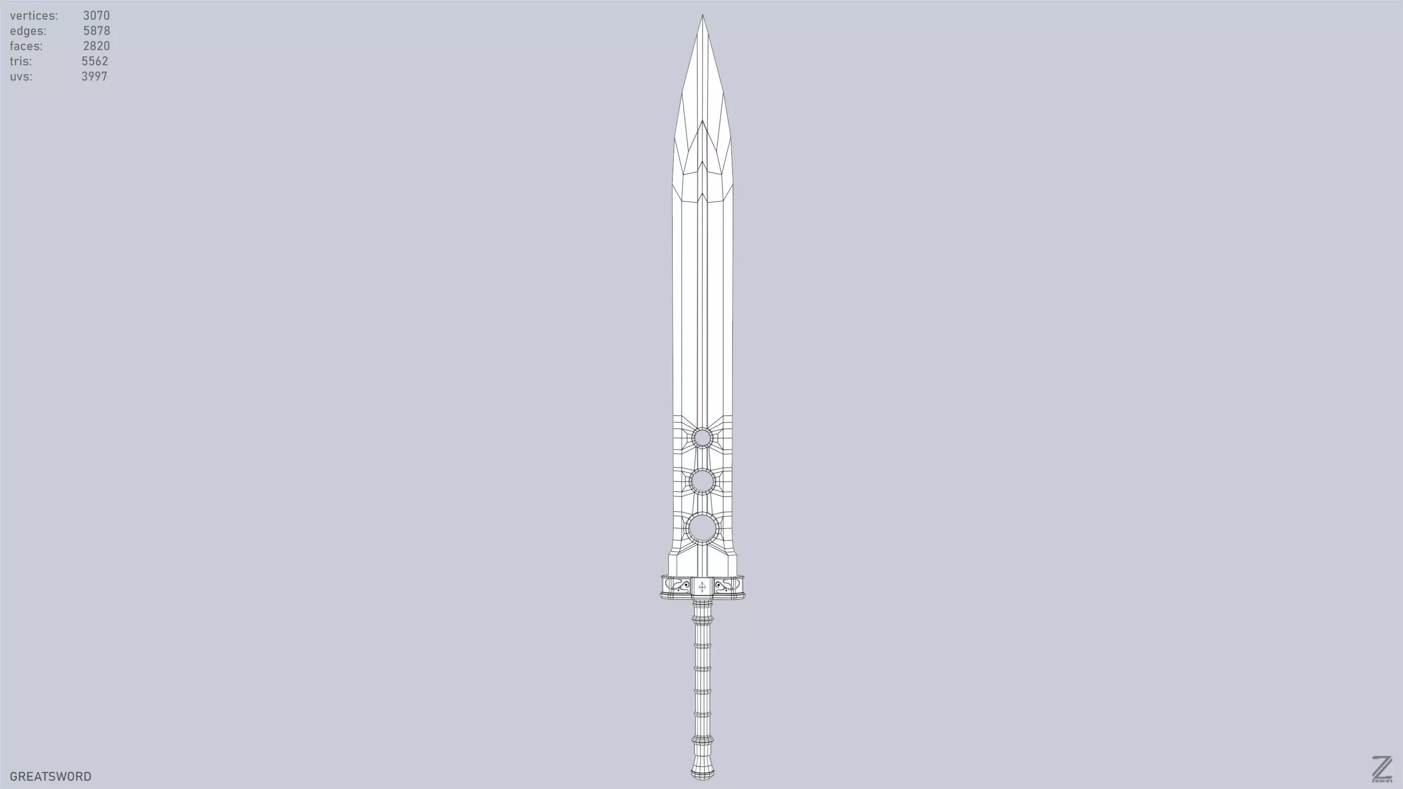 Greatsword Low-poly 3D model_10