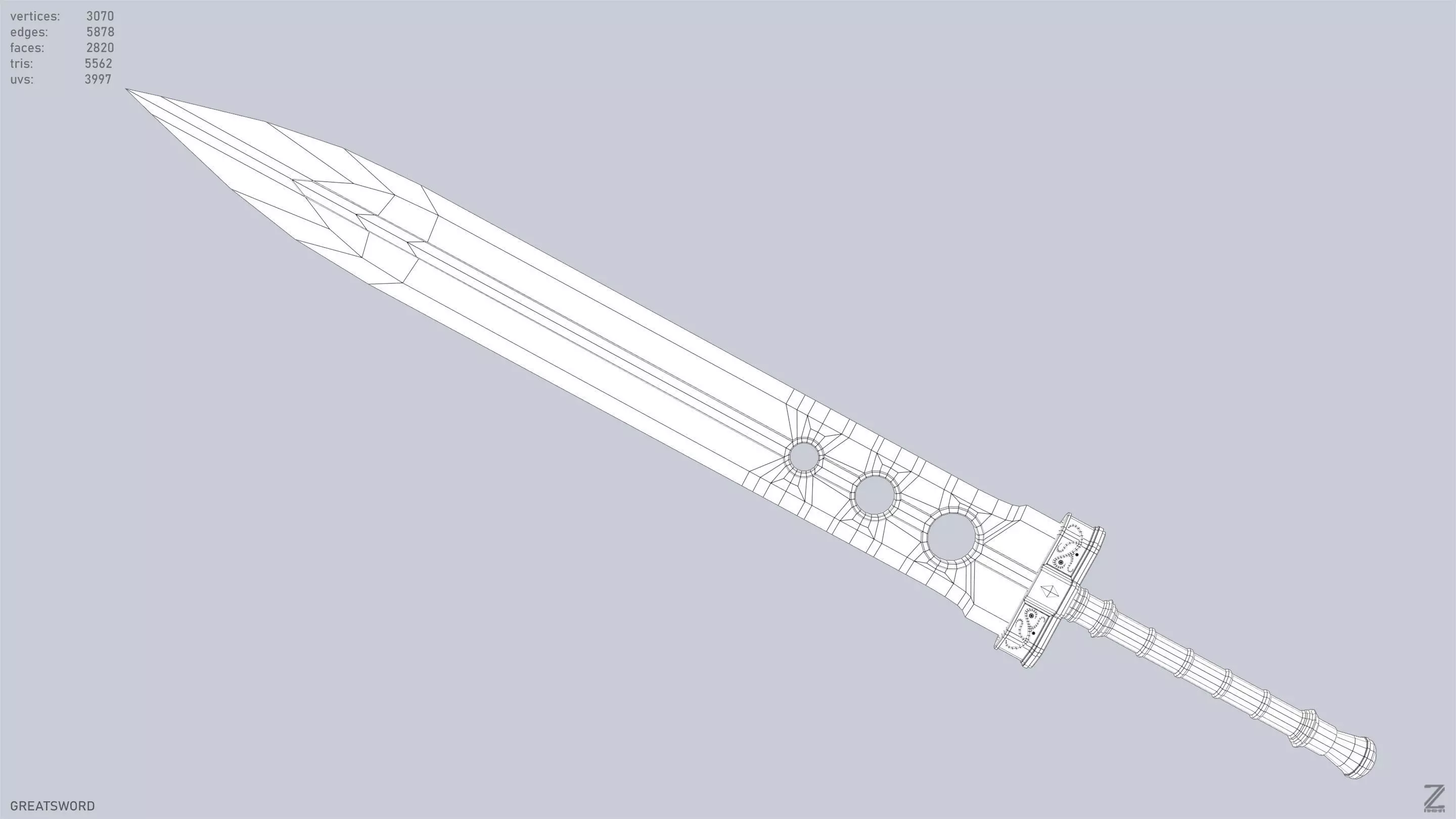 Greatsword Low-poly 3D model_11