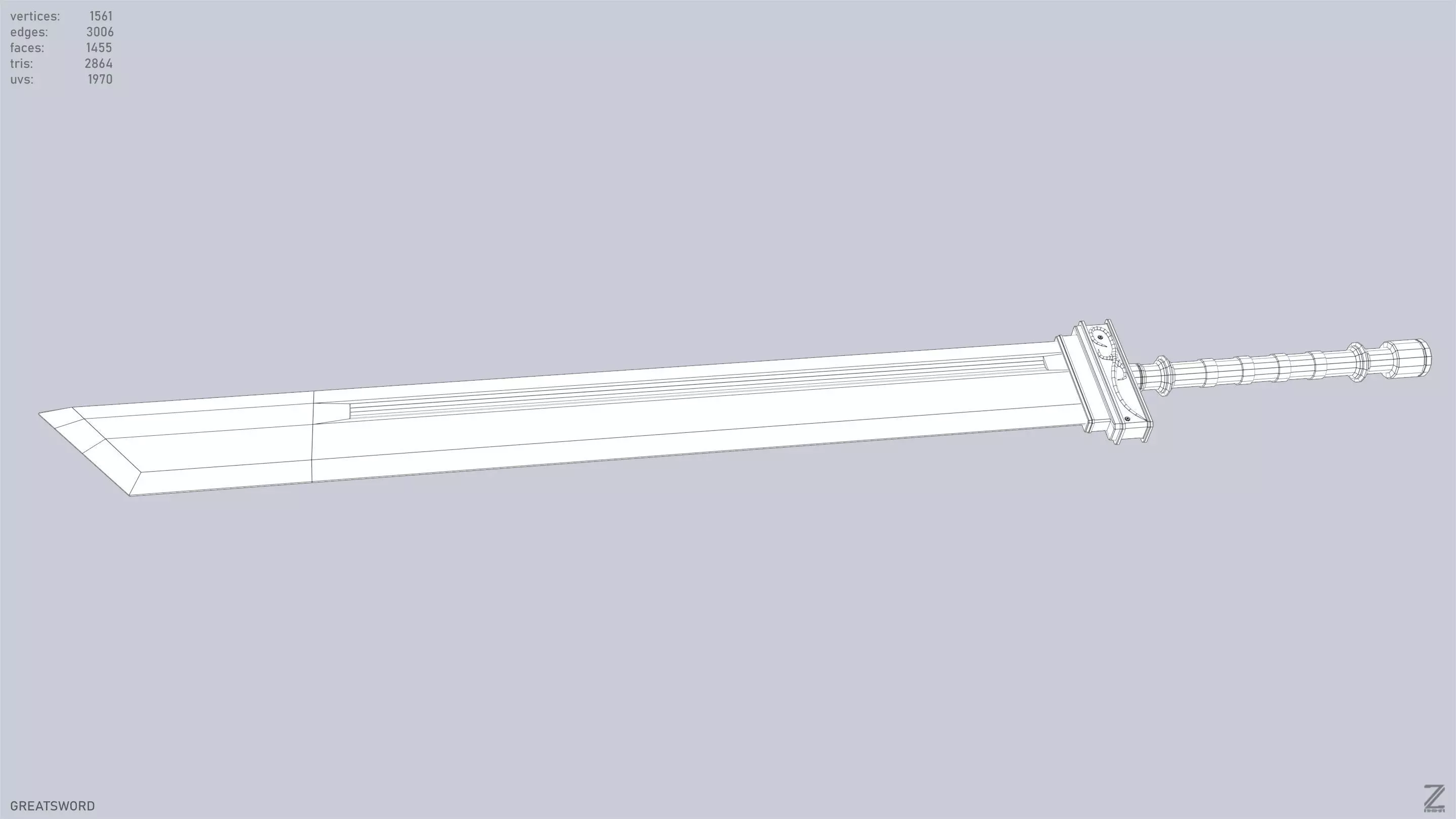 Greatsword Low-poly 3D model_11