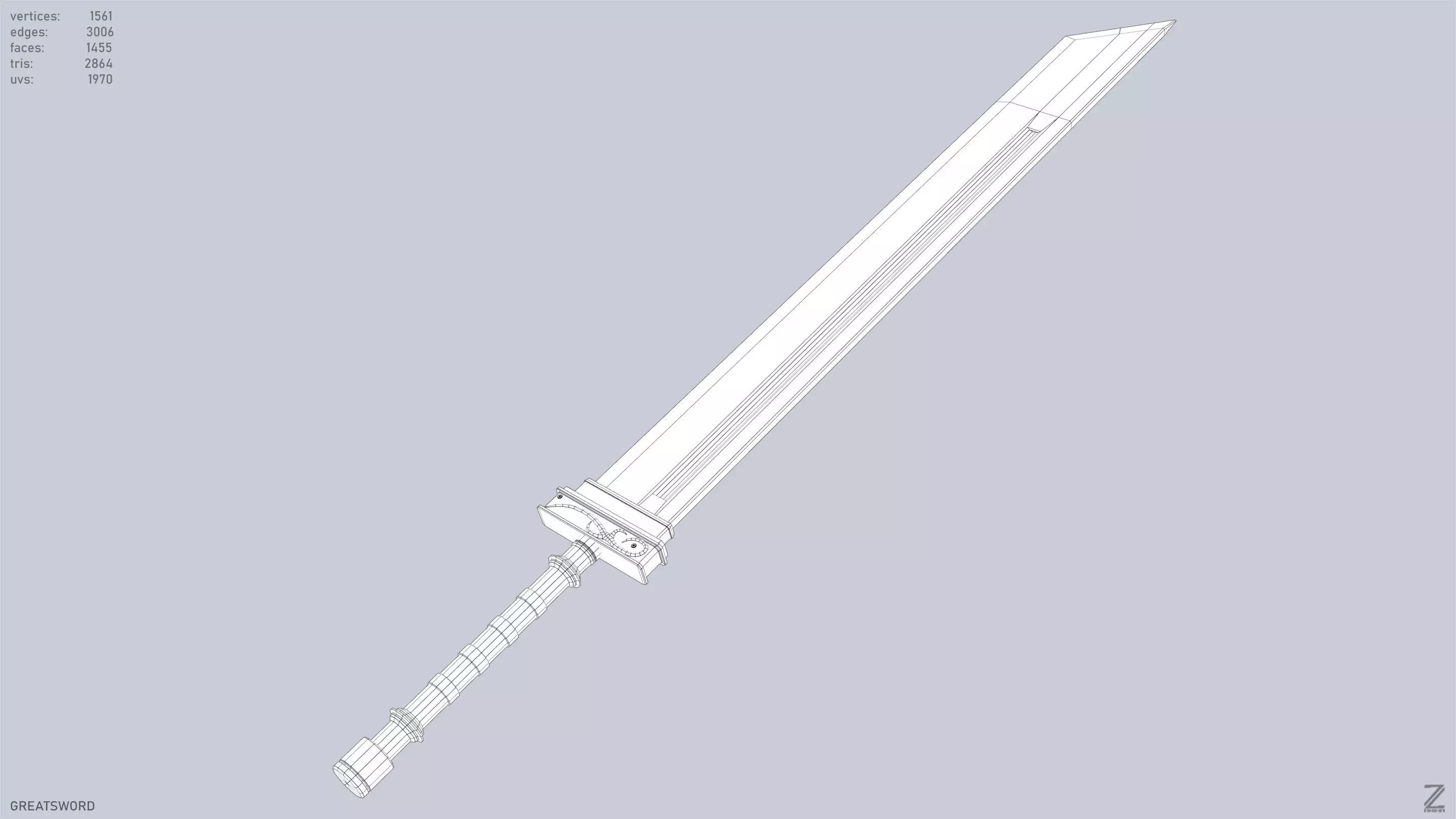 Greatsword Low-poly 3D model_14