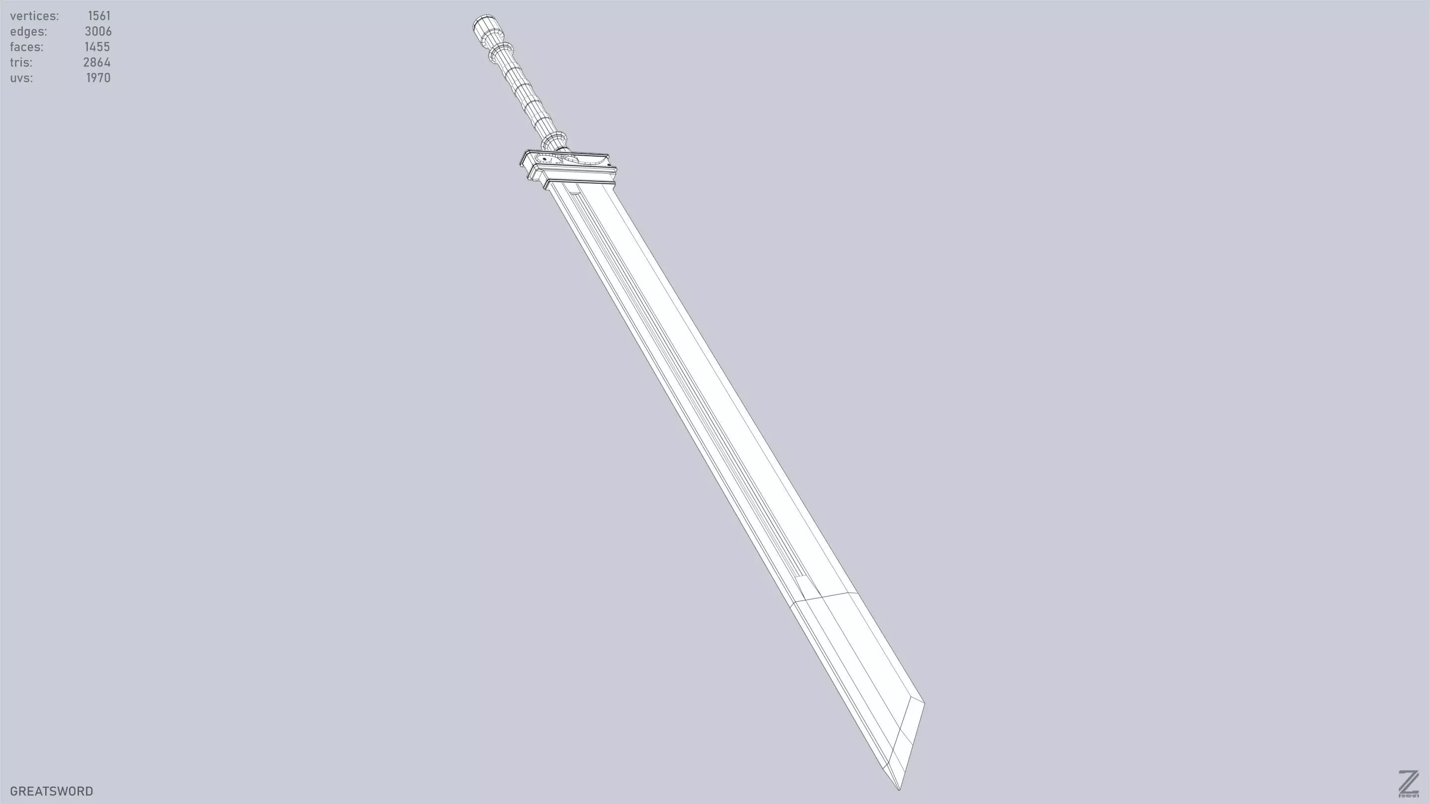 Greatsword Low-poly 3D model_12