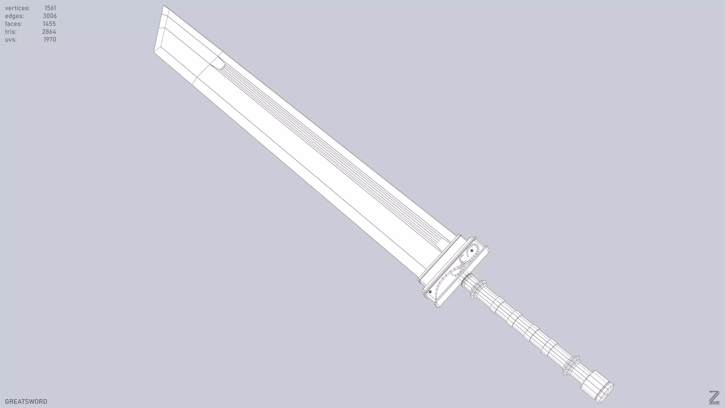 Greatsword Low-poly 3D model_15