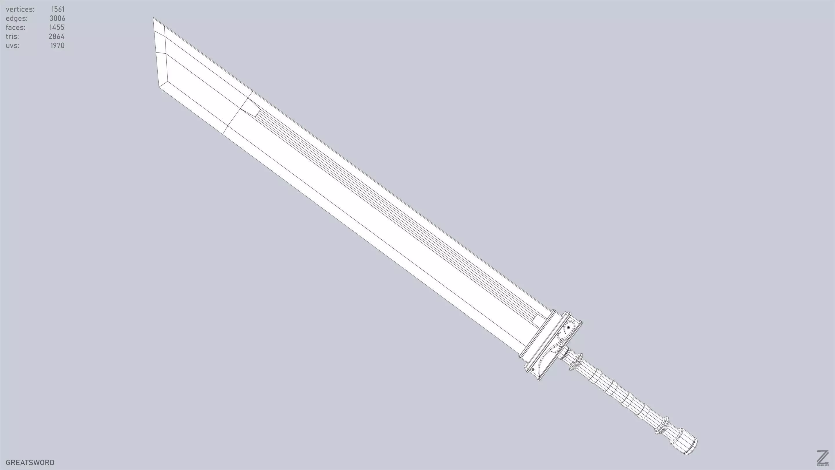 Greatsword Low-poly 3D model_10
