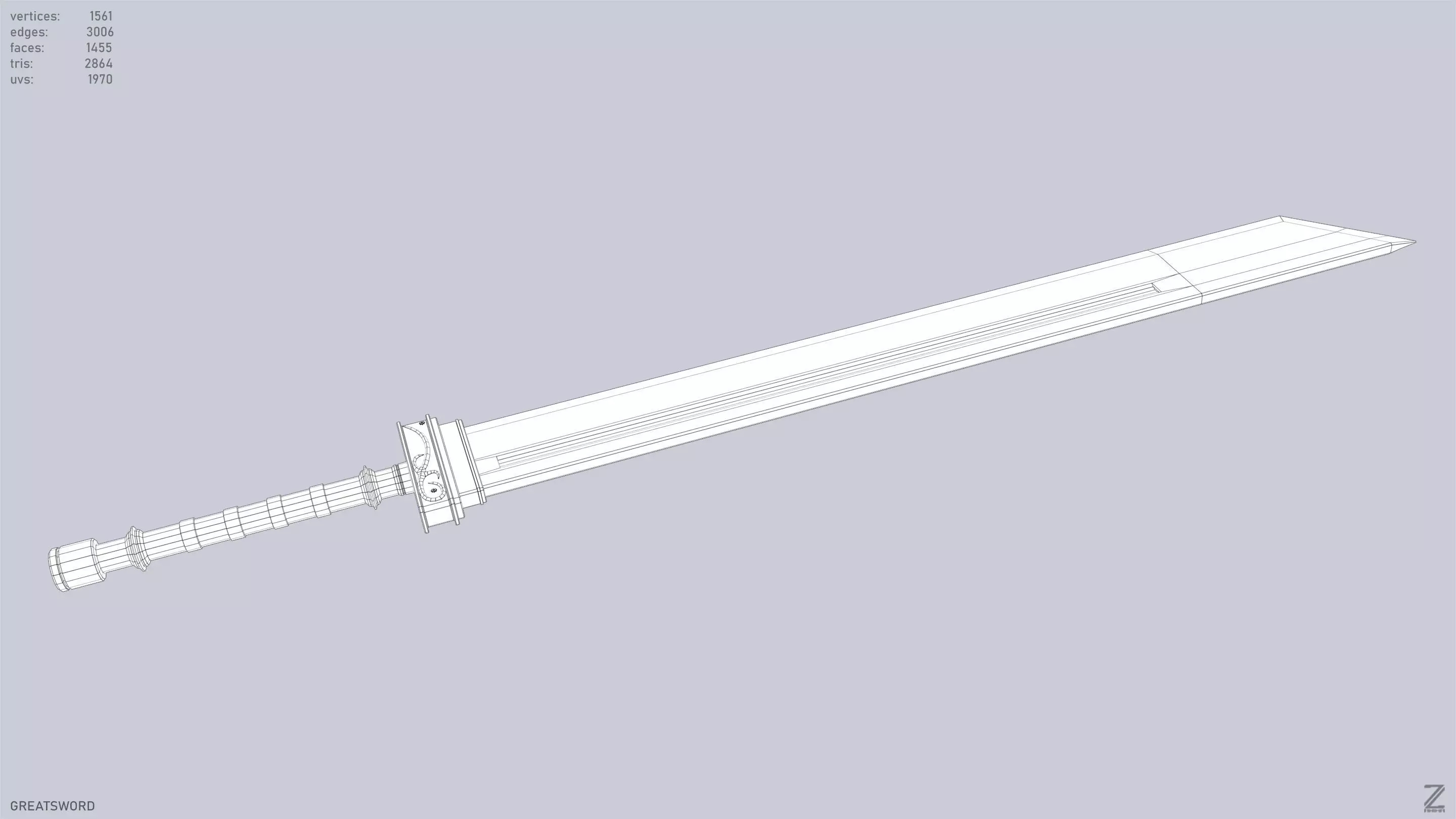 Greatsword Low-poly 3D model_13
