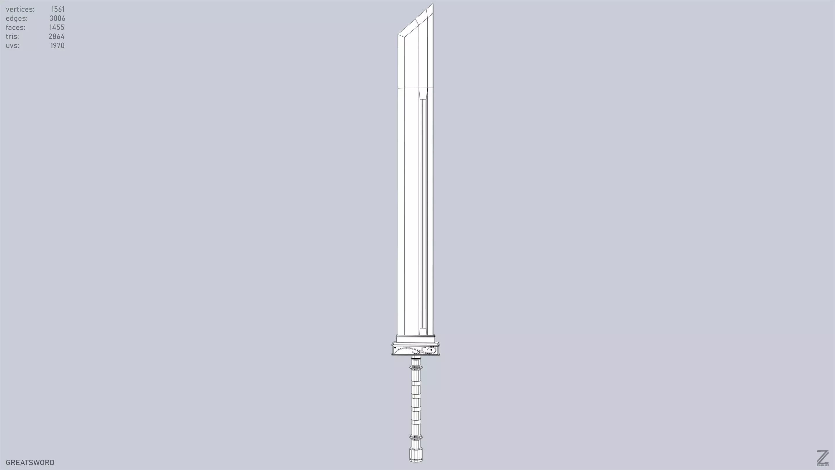 Greatsword Low-poly 3D model_9