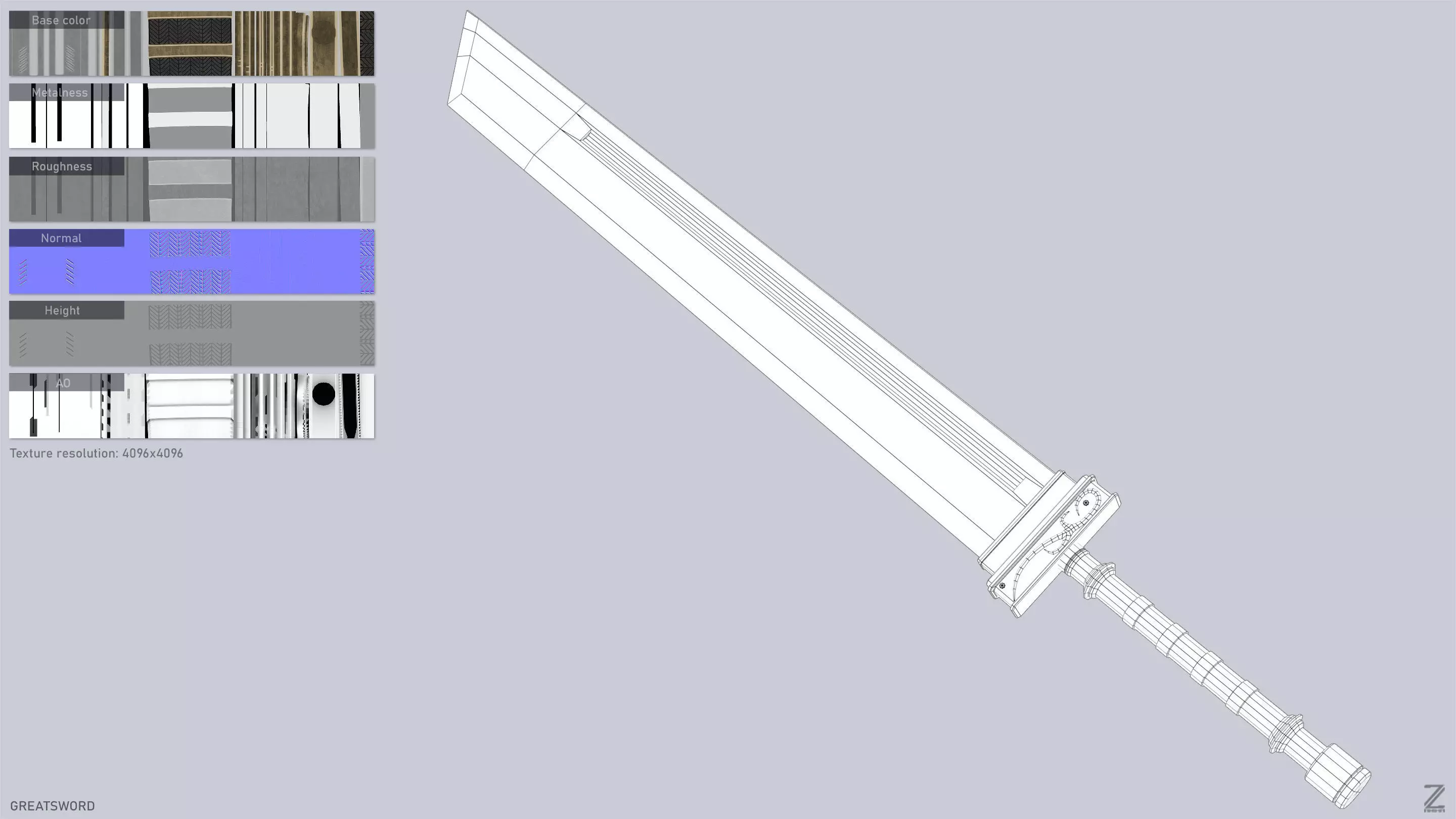 Greatsword Low-poly 3D model_3